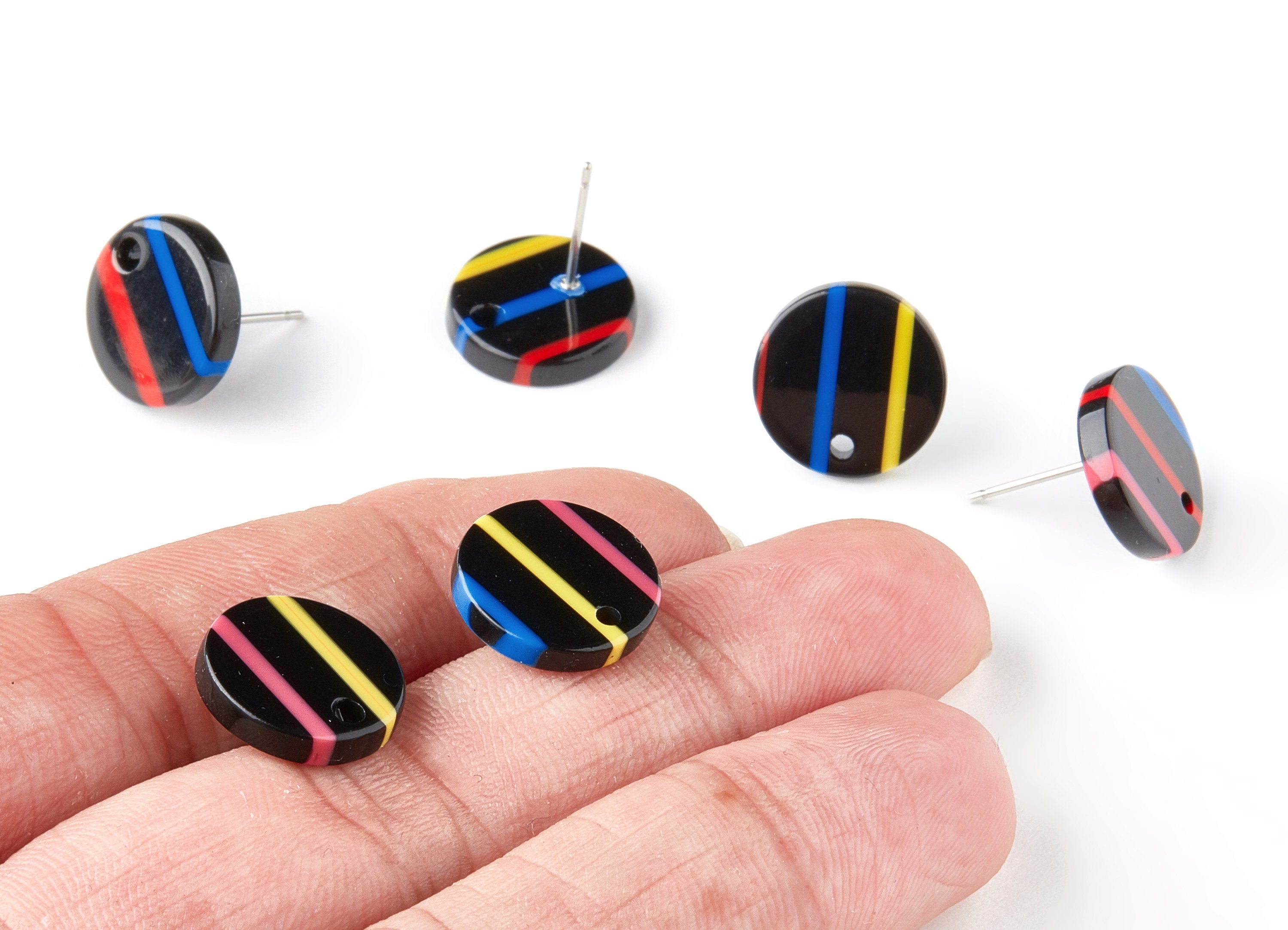 Acetate Circle Earring Stud - Acrylic Circle Earring Post - Earring Post - Jewelry Supplies - Color Code: A141 - 13.5x13.5x2.65mm - AC1204F - DOMEDBAZAAR