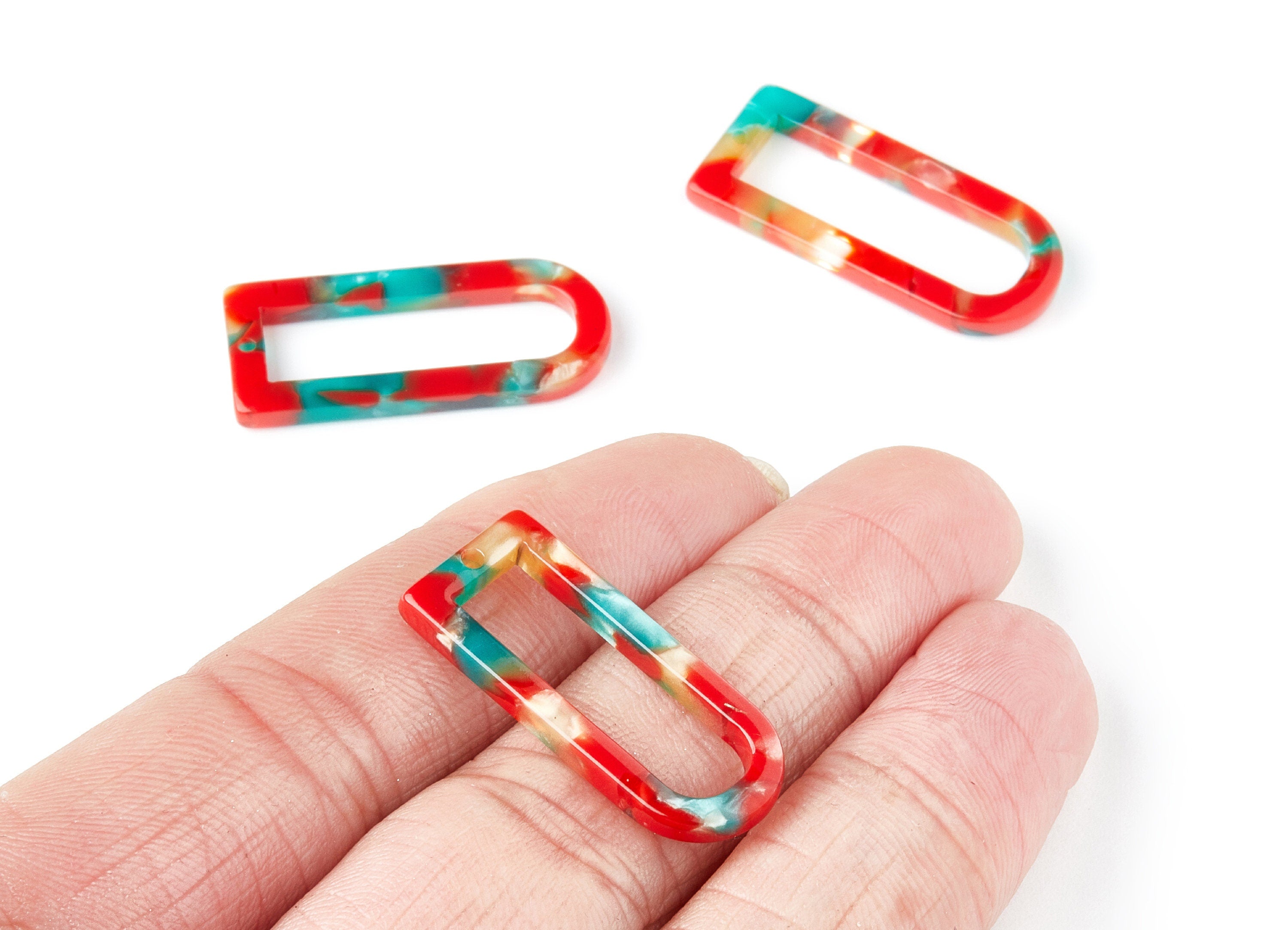 Acetate D Earring Charms - D Shaped Pendant - Earring Findings - Jewelry Supplies - Color Code: A46 - 29.68x12.7x2.7mm - AC1364T - DOMEDBAZAAR