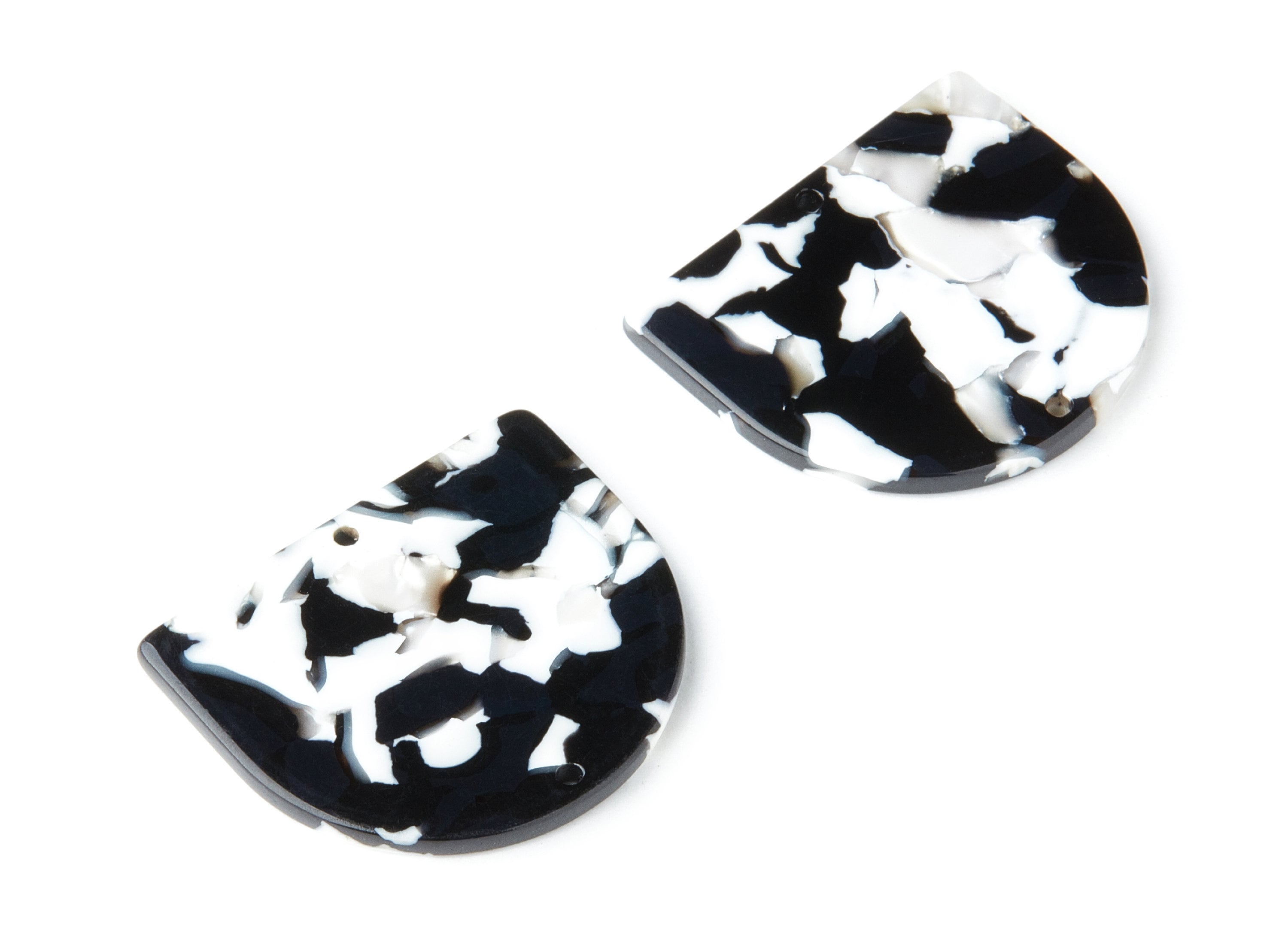 Acetate Acrylic Earring Charm - Tortoise Shell Earrings - D Shaped Pendant - 2 Holes - Color Code:A261 - 29.5x34.3x2.48mm - AC1634-A261 - DOMEDBAZAAR