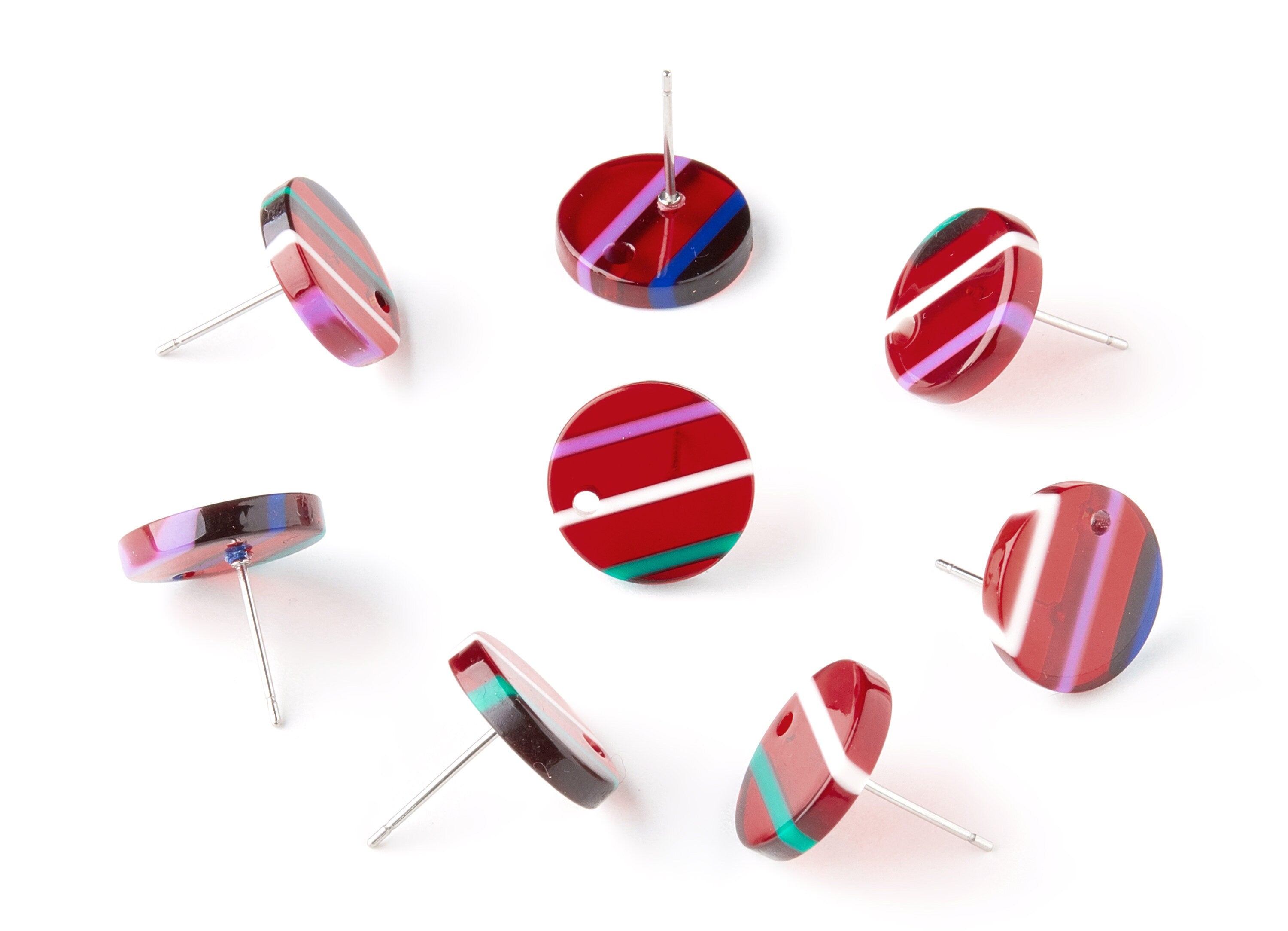Acetate Round Earring Post - Circle Earring Stud - Earring Post - Jewelry Supplies - Color Code: A112 - 13.5x13.5x2.65mm - AC1204H - DOMEDBAZAAR