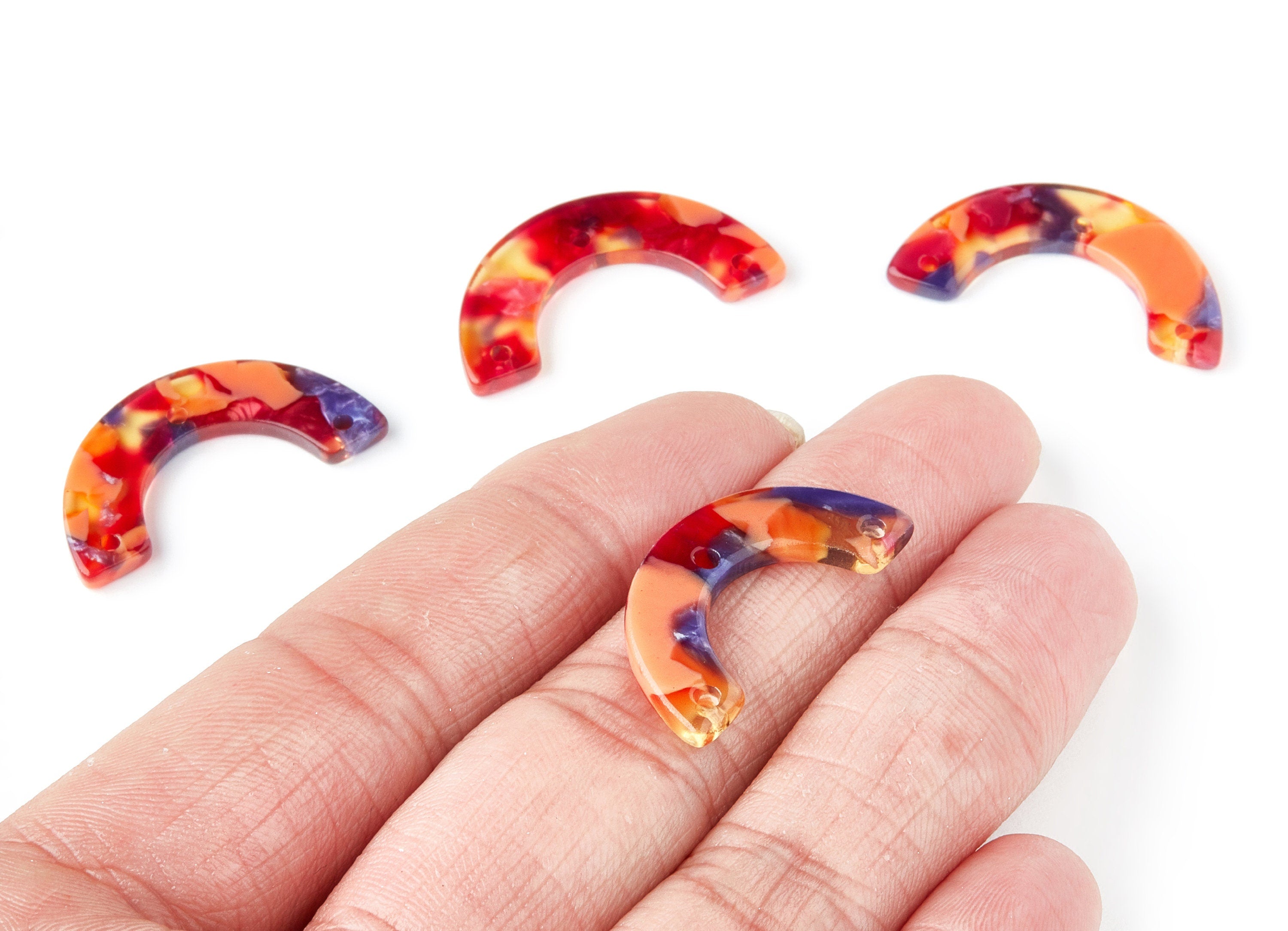 Acetate U Earring Charm - Acrylic U Pendant - 3 Holes - Earring Findings - Jewelry Supplies - Color Code: A44 - 29.36x14.47x2.72mm - AC1355H - DOMEDBAZAAR