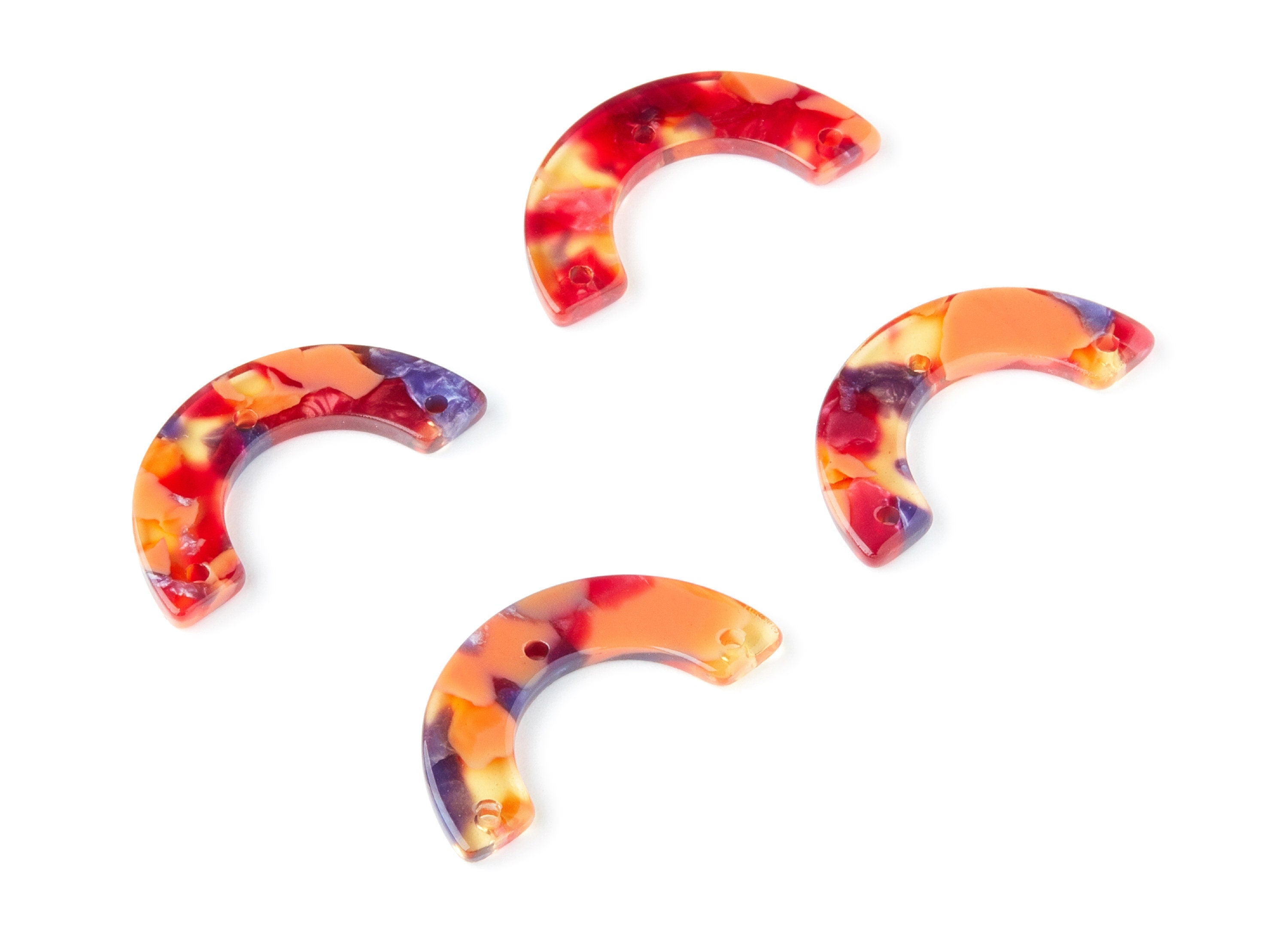 Acetate U Earring Charm - Acrylic U Pendant - 3 Holes - Earring Findings - Jewelry Supplies - Color Code: A44 - 29.36x14.47x2.72mm - AC1355H - DOMEDBAZAAR