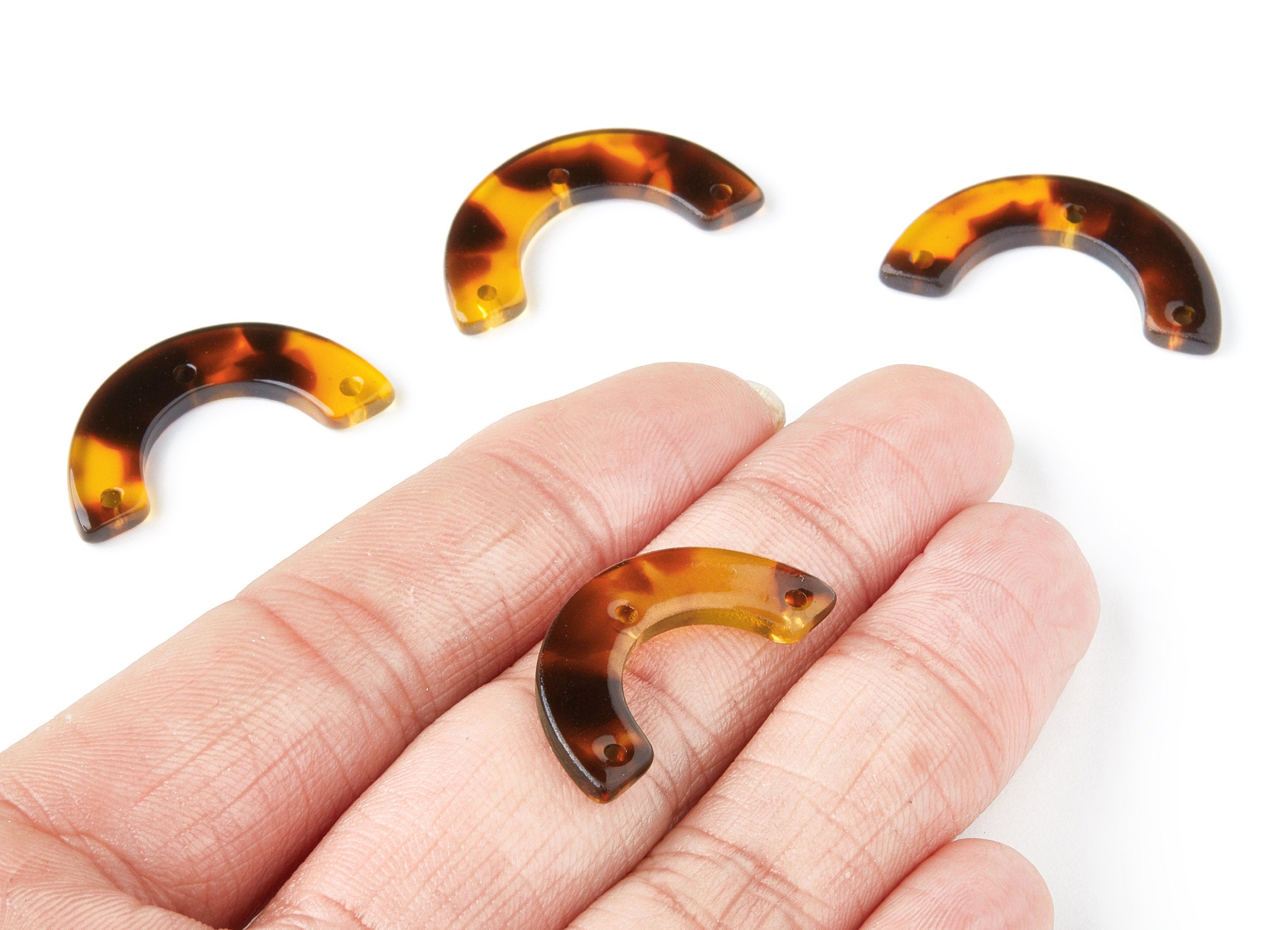 Acetate Acrylic Earring Charms - Tortoise Shell Earrings - U Shaped with 3 Holes - Color Code: A05 - 29.36x14.47x2.72mm - AC1355N - DOMEDBAZAAR