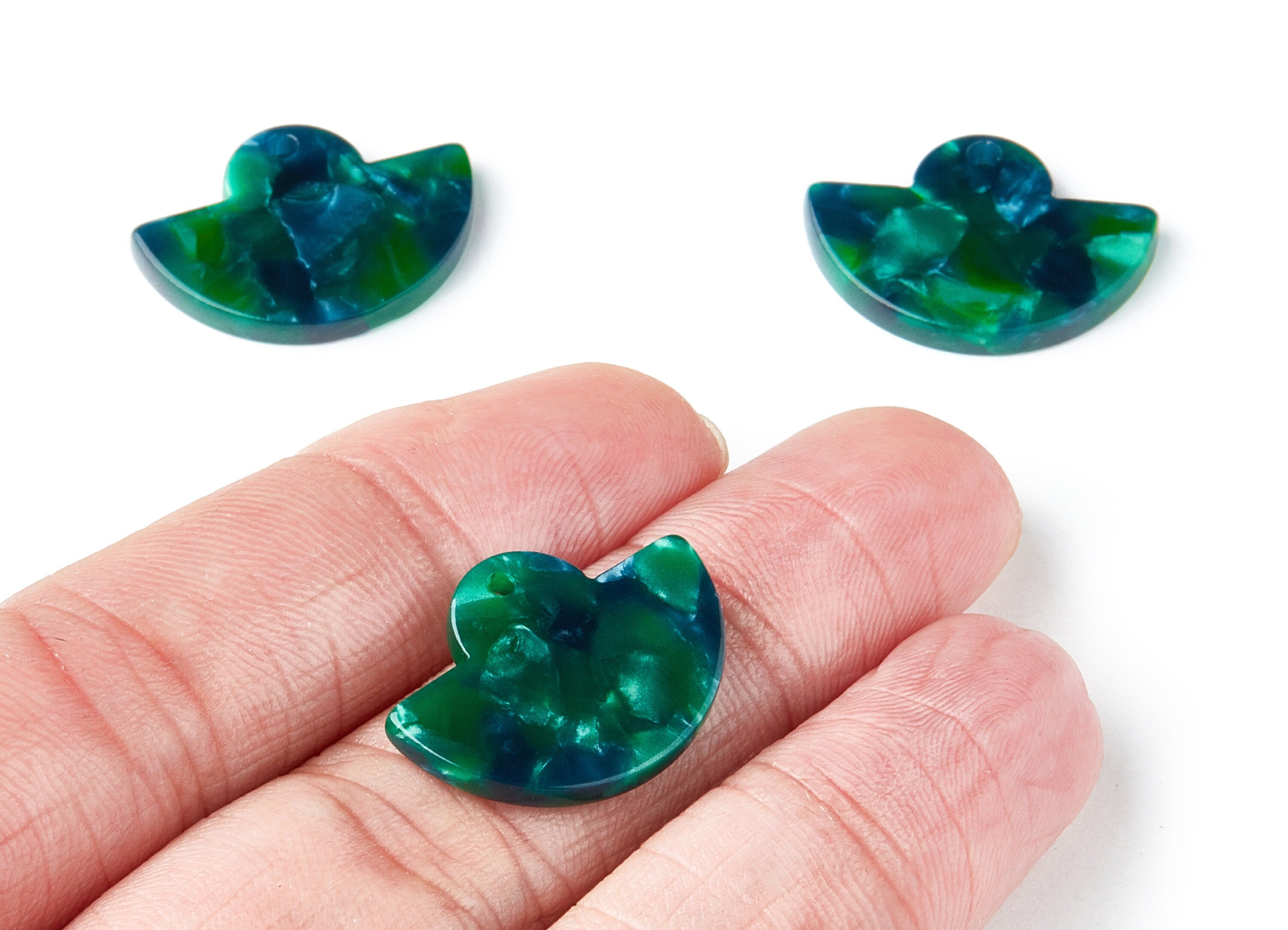 Acetate Fan Earring Charms - Fan Shaped Pendant - Earring Findings - Jewelry Supplies - Color Code:A13 - 23.64x17.3x2.83mm - AC1376B - DOMEDBAZAAR