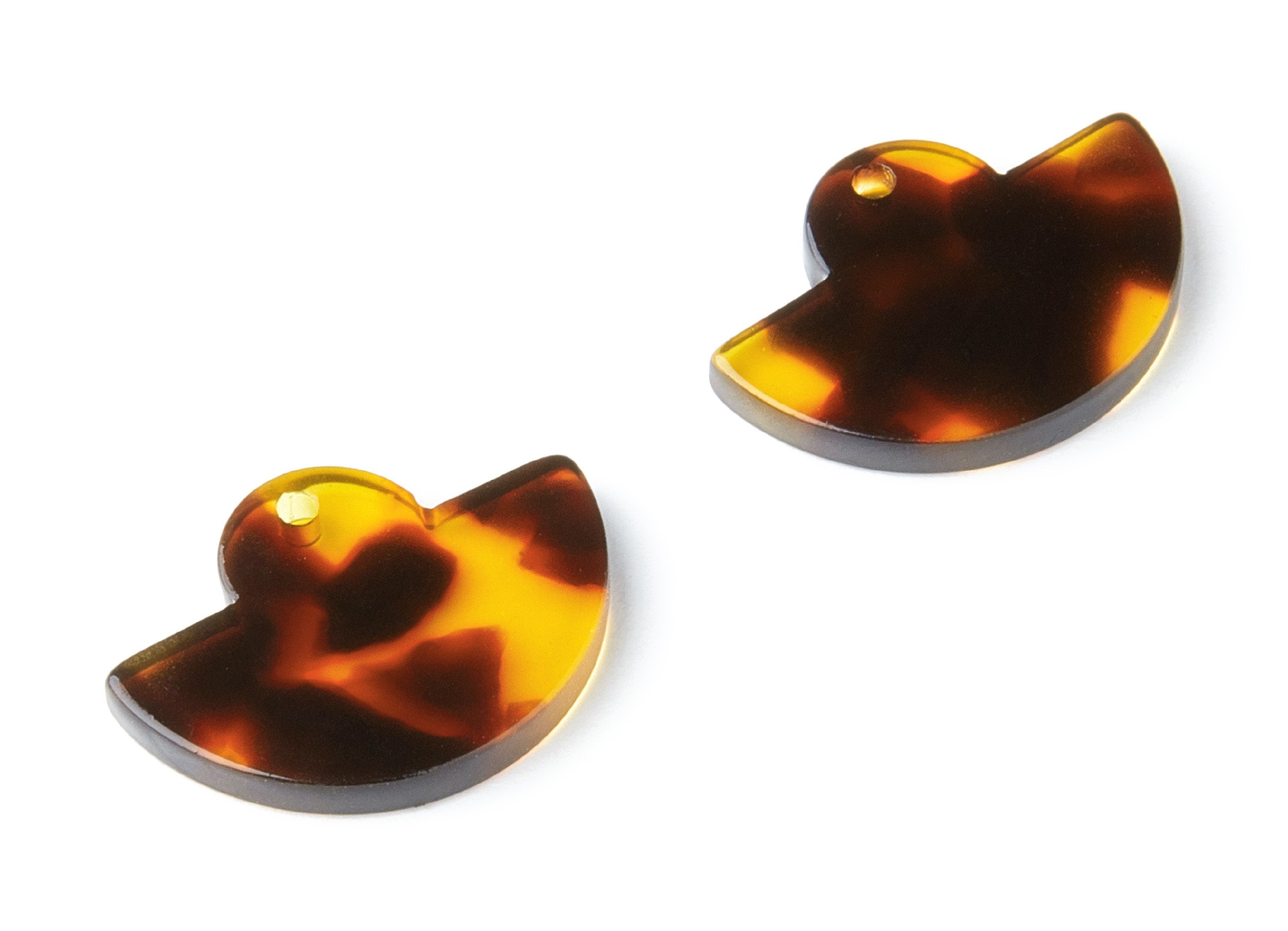 Acetate Acrylic Earring Charm - Tortoise Shell Earrings - Fan Pendant - Jewelry Supplies - Color Code:A05 - 23.64x17.3x2.83mm - AC1376C - DOMEDBAZAAR