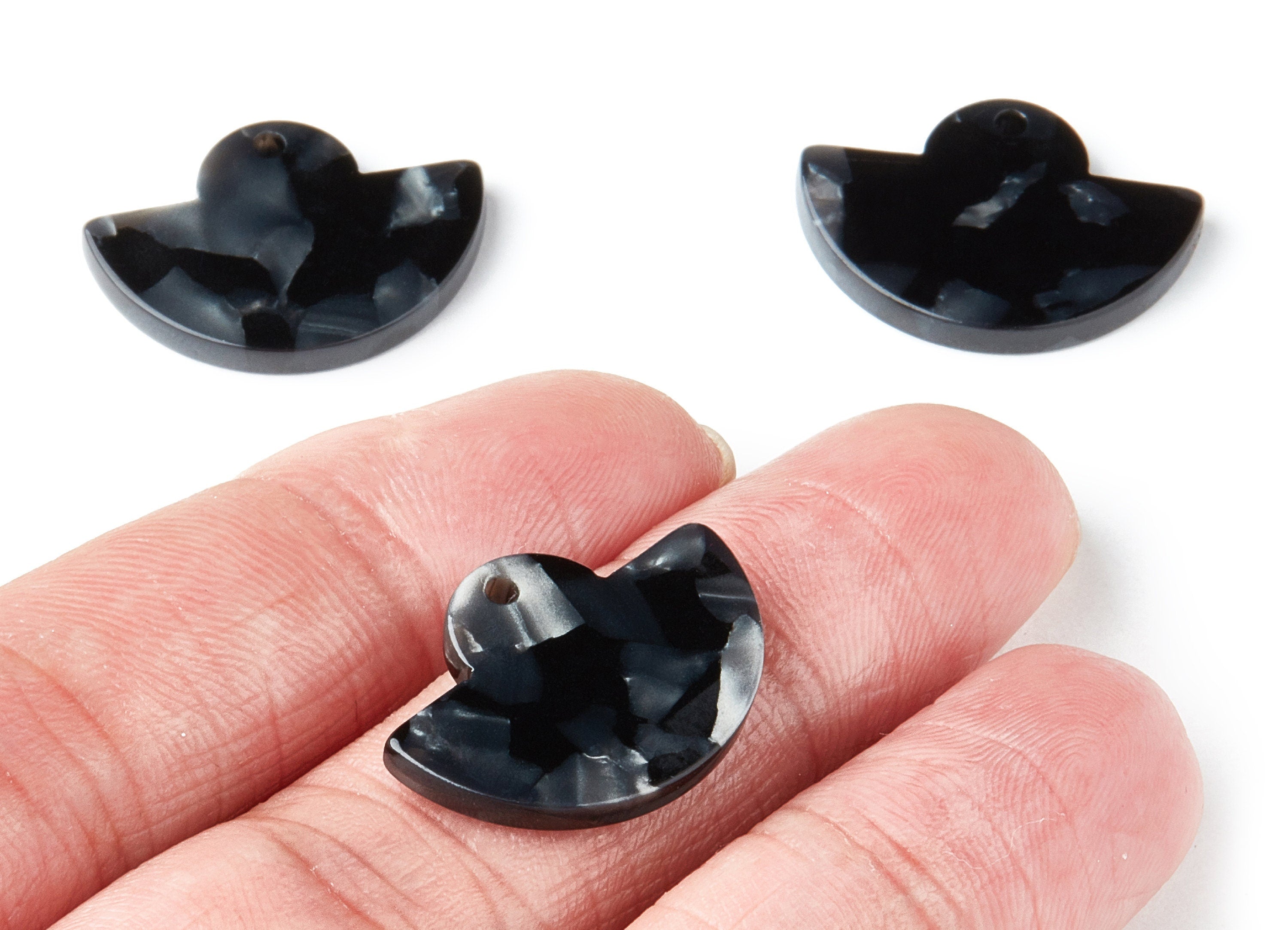 Acetate Fan Earring Charms - Fan Shaped Pendant - Earring Findings - Jewelry Supplies  - Color Code:A48 - 23.64x17.3x2.83mm - AC1376F - DOMEDBAZAAR