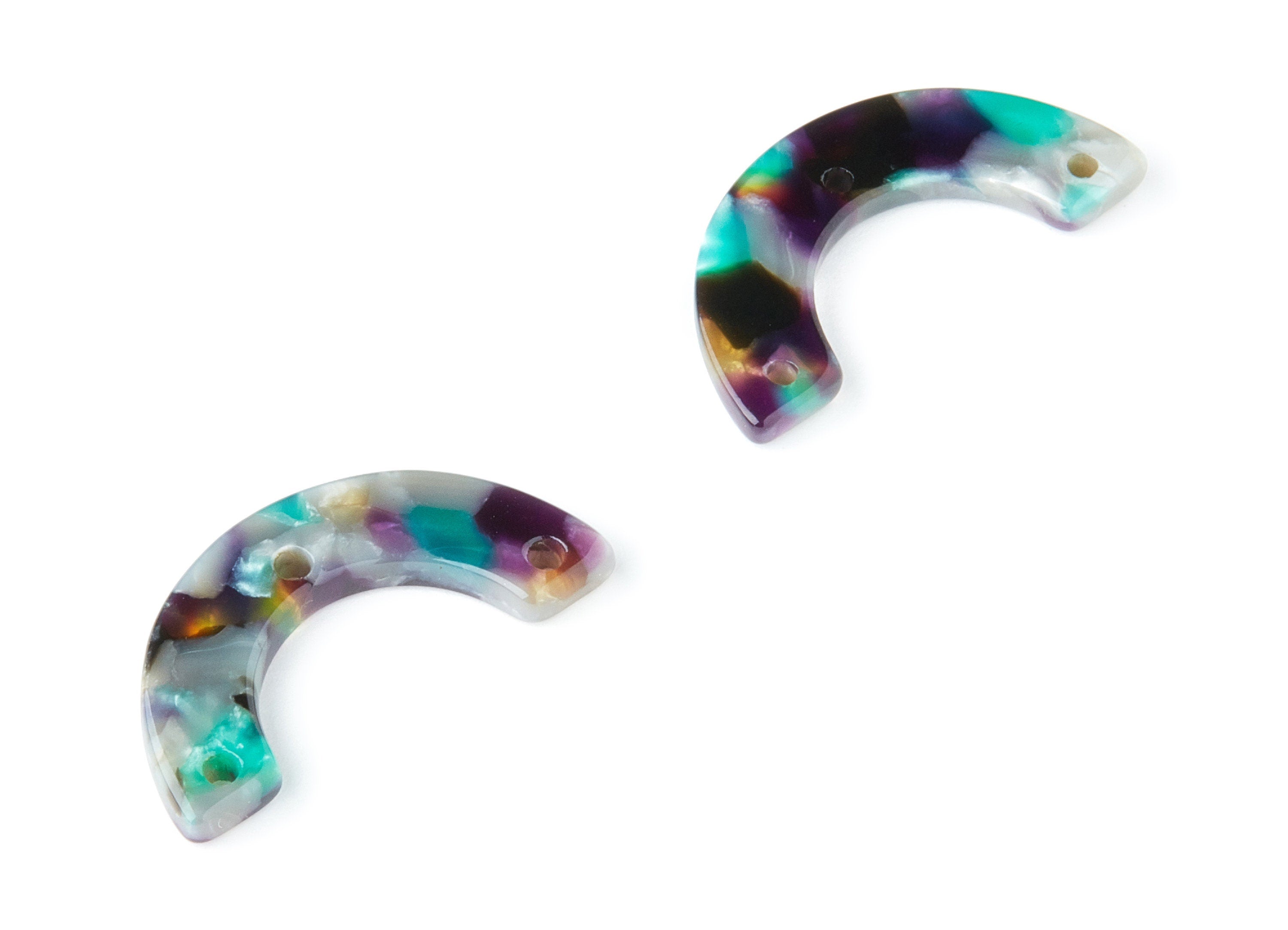 Acetate Acrylic Earring Charms - Tortoise Shell Earrings - U Shaped with 3 Holes - Color Code: A50 - 29.36x14.47x2.72mm - AC1355S - DOMEDBAZAAR