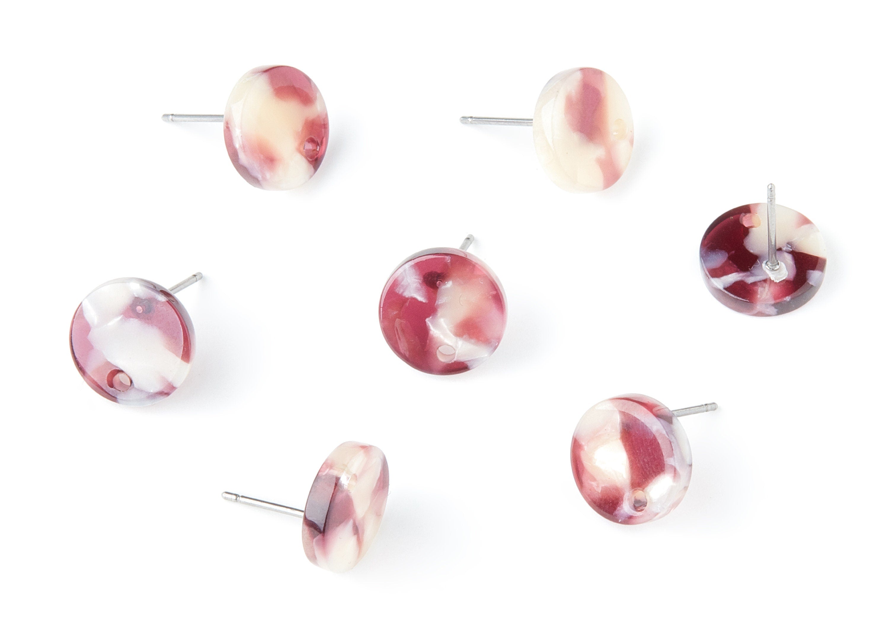 Acetate Round Earring Stud - Round Earring Post and Stud - Earring Findings - Color Code: A42 - 11.6x11.6x2.95mm - AC1139N - DOMEDBAZAAR