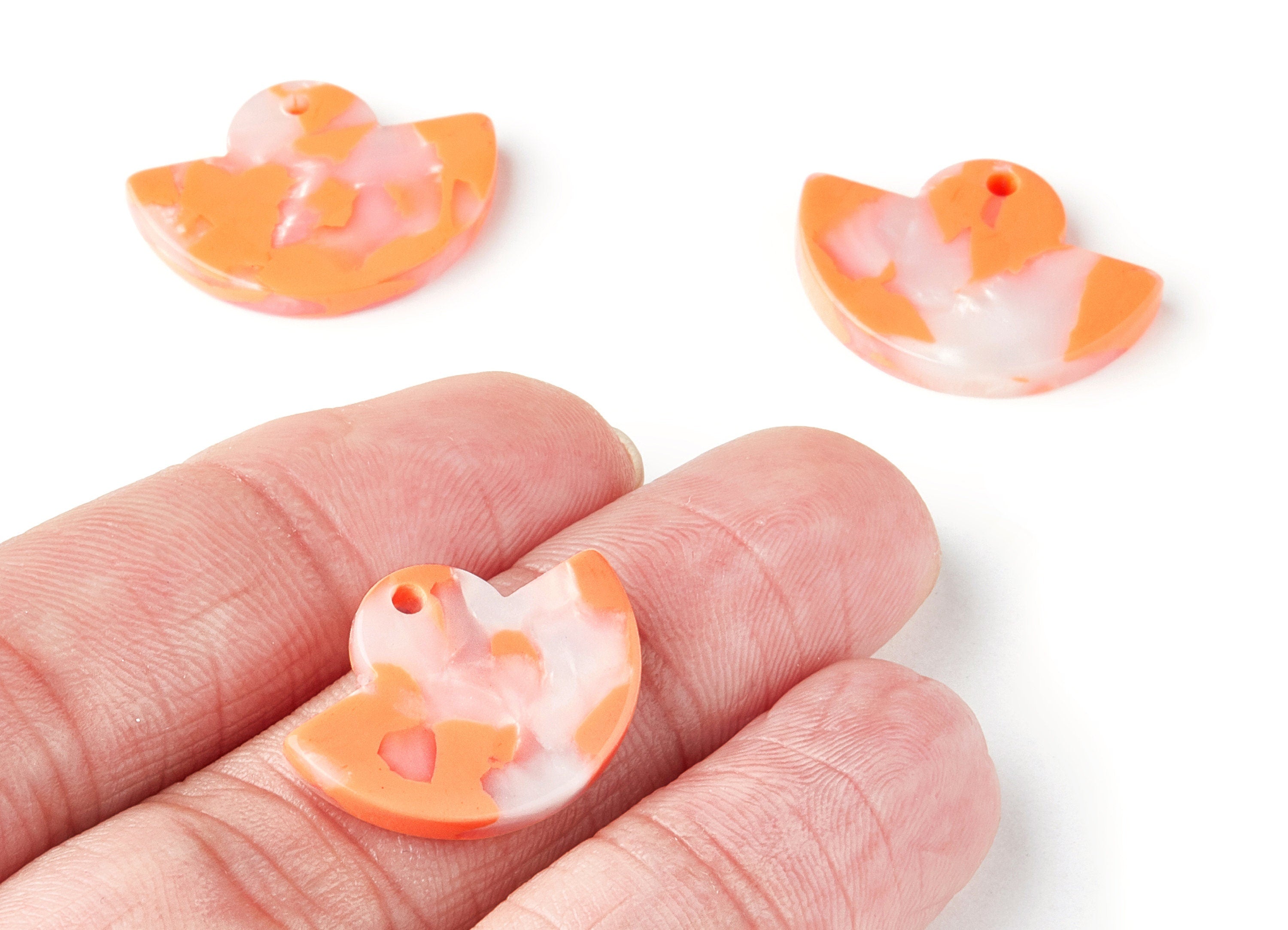Acetate Fan Earring Charms - Fan Shaped Pendant - Earring Findings - Jewelry Supplies - Color Code:A39 - 23.64x17.3x2.83mm - AC1376N - DOMEDBAZAAR