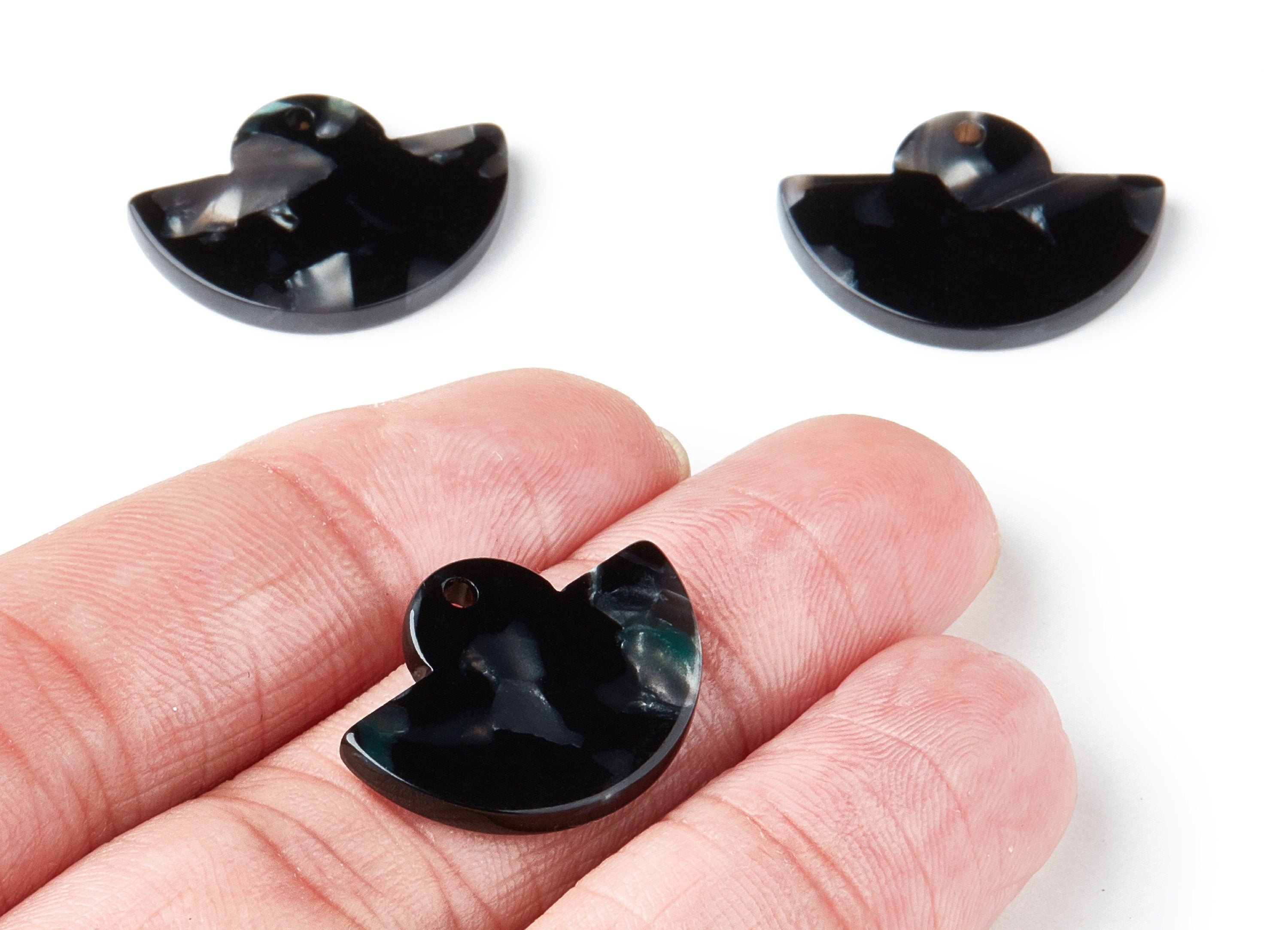Acetate Fan Earring Charms - Fan Shaped Pendant - Earring Findings - Jewelry Supplies - Color Code:A49 - 23.64x17.3x2.83mm - AC1376P - DOMEDBAZAAR