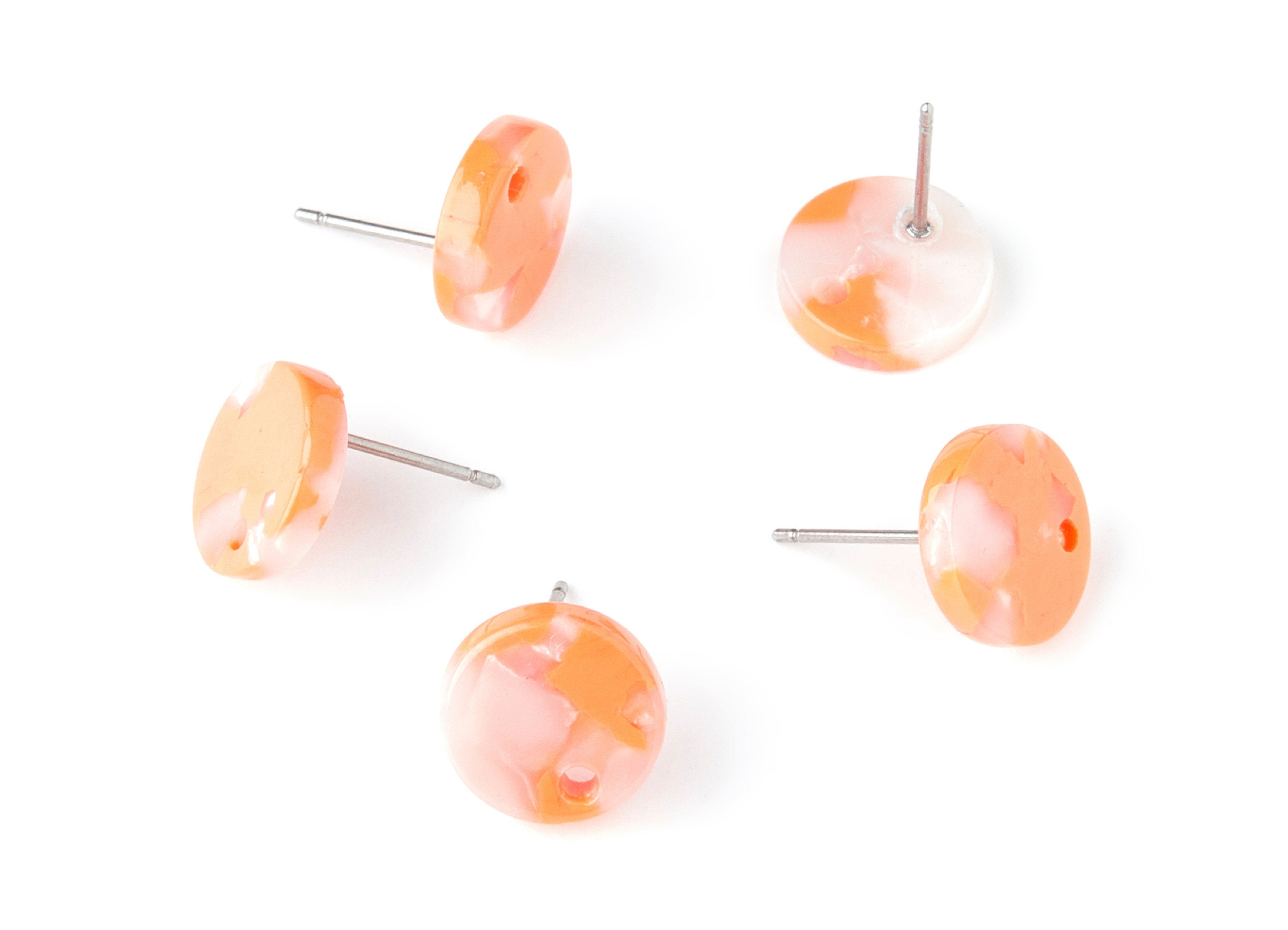 Acetate Round Earring Stud - Round Earring Post and Stud - Earring Findings - Color Code: A39 - 11.6x11.6x2.95mm - AC1139U - DOMEDBAZAAR
