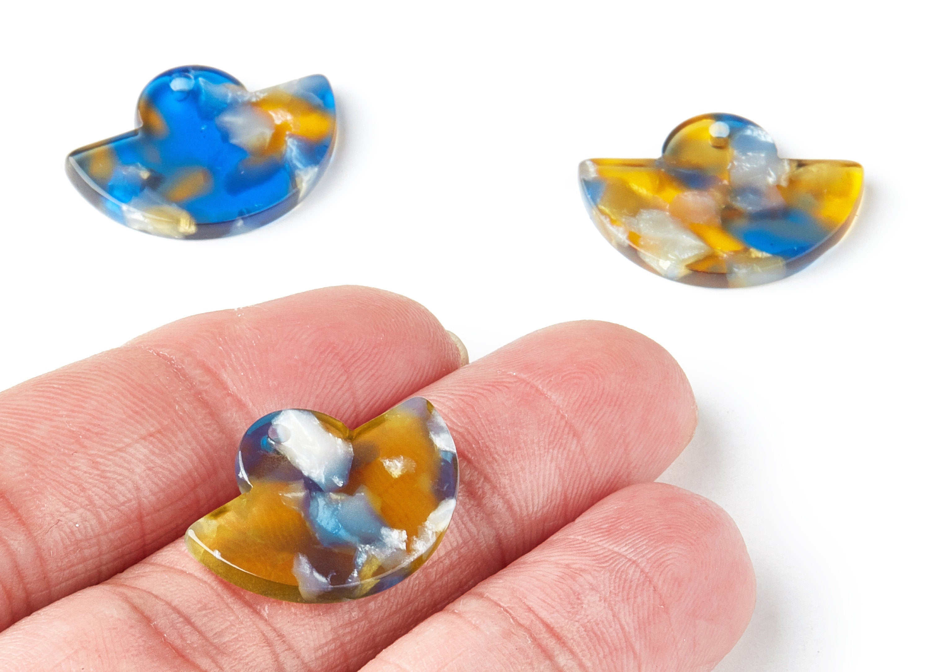Acetate Fan Earring Charms - Fan Shaped Pendant - Earring Findings - Jewelry Supplies - Color Code:A40 - 23.64x17.3x2.83mm - AC1376Y - DOMEDBAZAAR