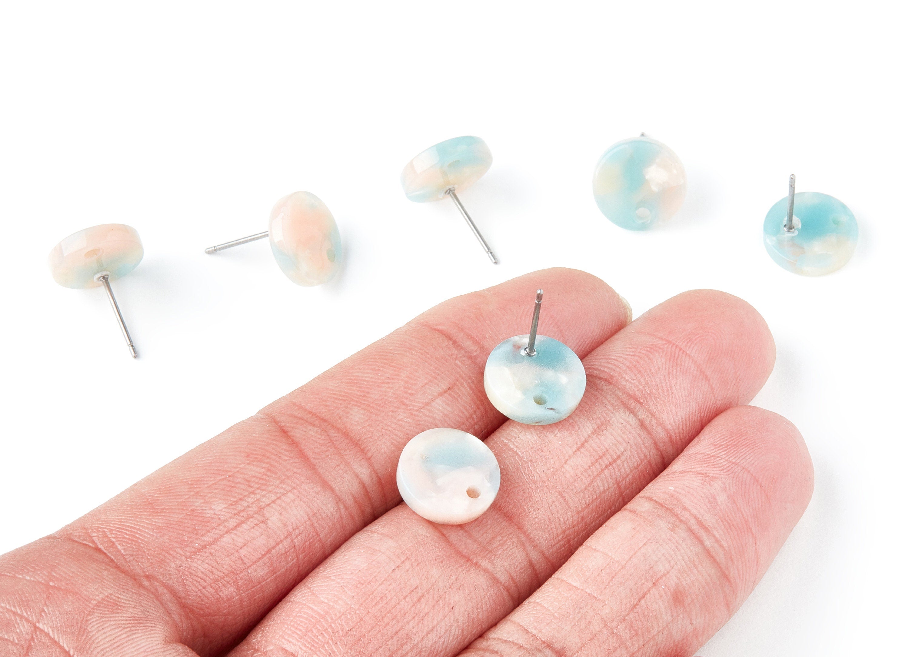 Acetate Round Earring Stud - Round Earring Post and Stud - Earring Findings - Color Code: A36 - 11.6x11.6x2.95mm - AC1139O - DOMEDBAZAAR