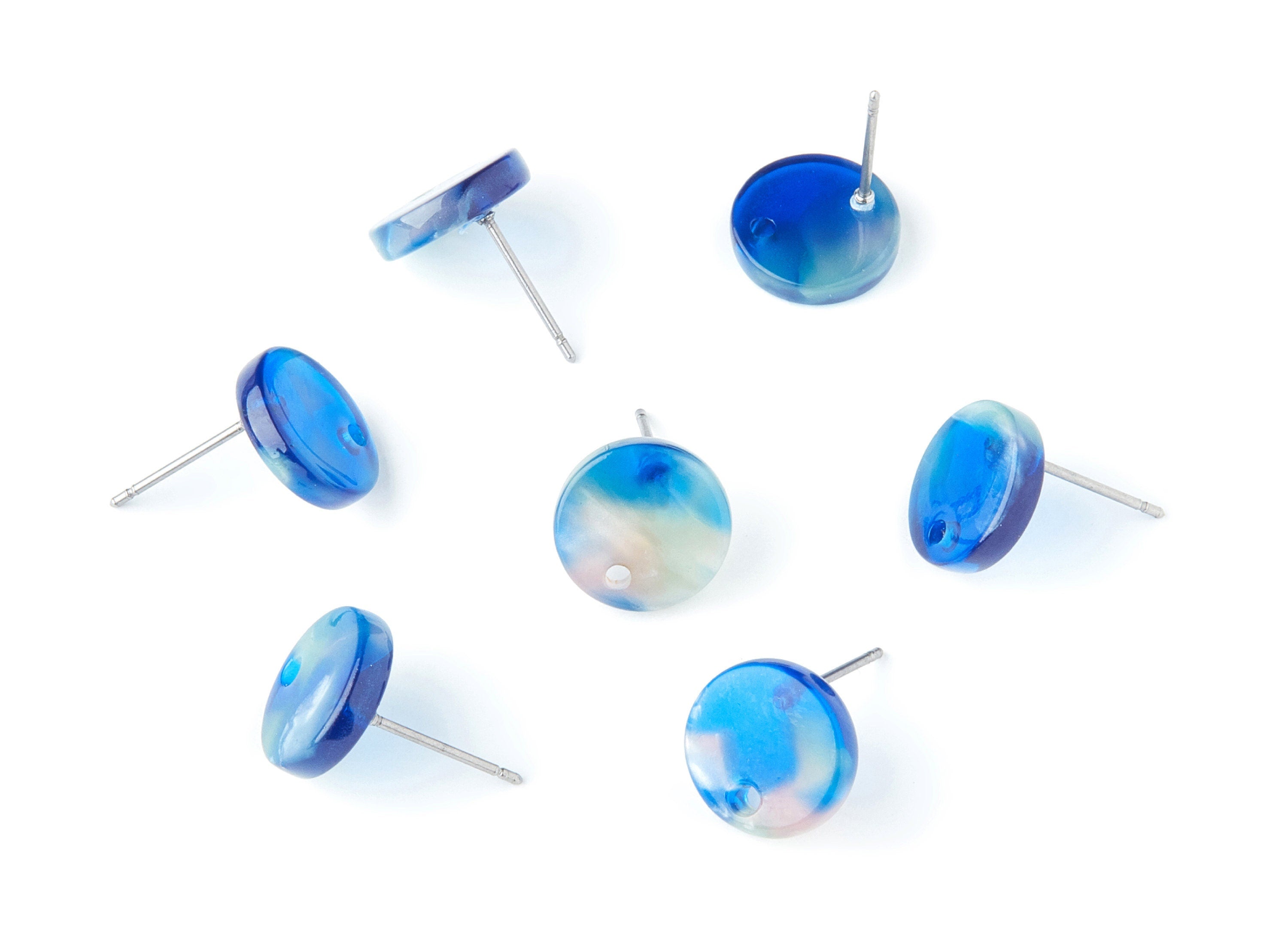 Acetate Round Earring Stud - Round Earring Post and Stud - Earring Findings - Color Code: A37 - 11.6x11.6x2.95mm - AC1139AA - DOMEDBAZAAR