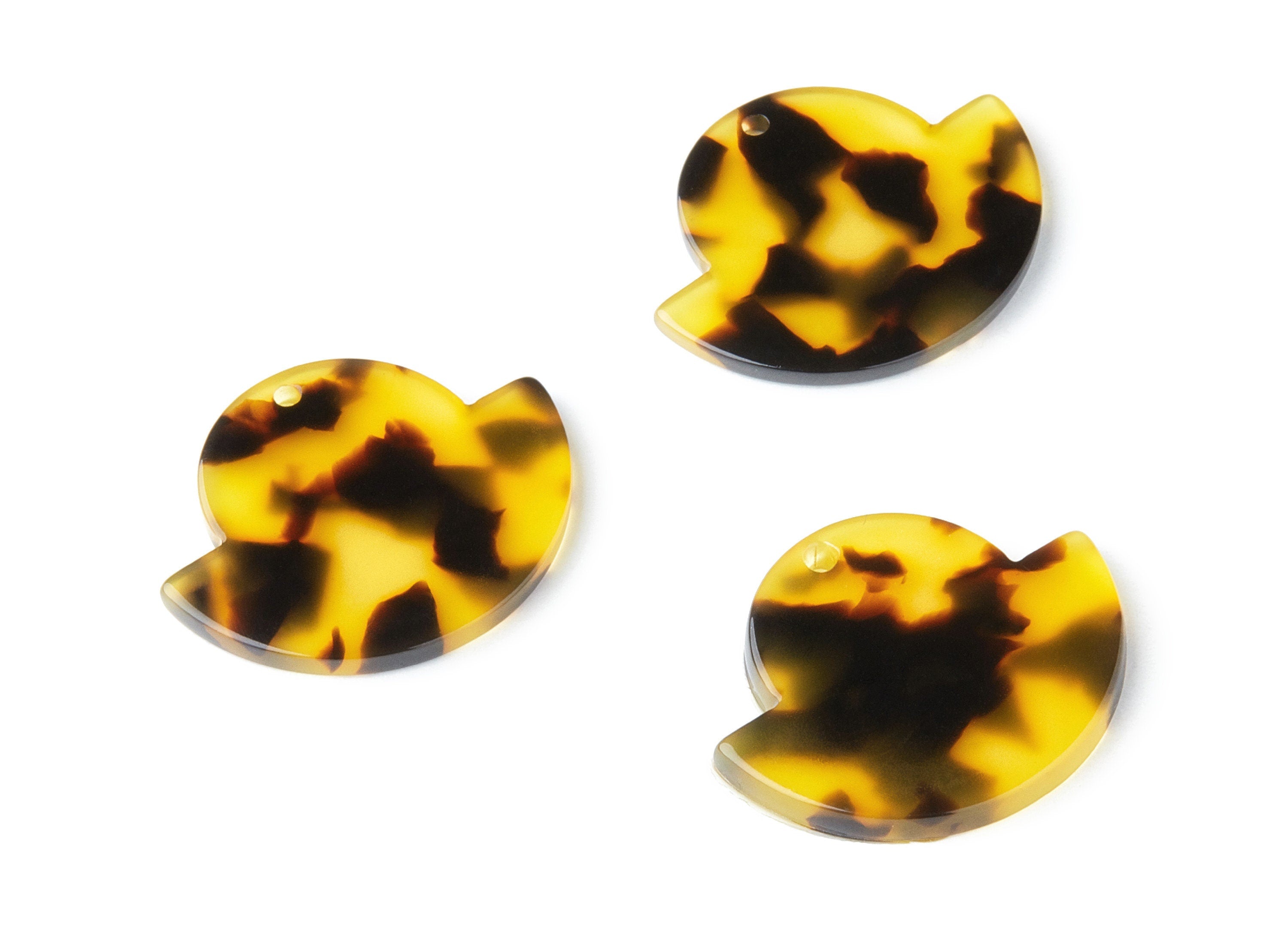 Acetate Acrylic Earring Charm - Tortoise Shell Earrings - Irregular Pendant - 1 Hole - Color Code:A02 - 28.8x23.64x2.6mm - AC1338A - DOMEDBAZAAR