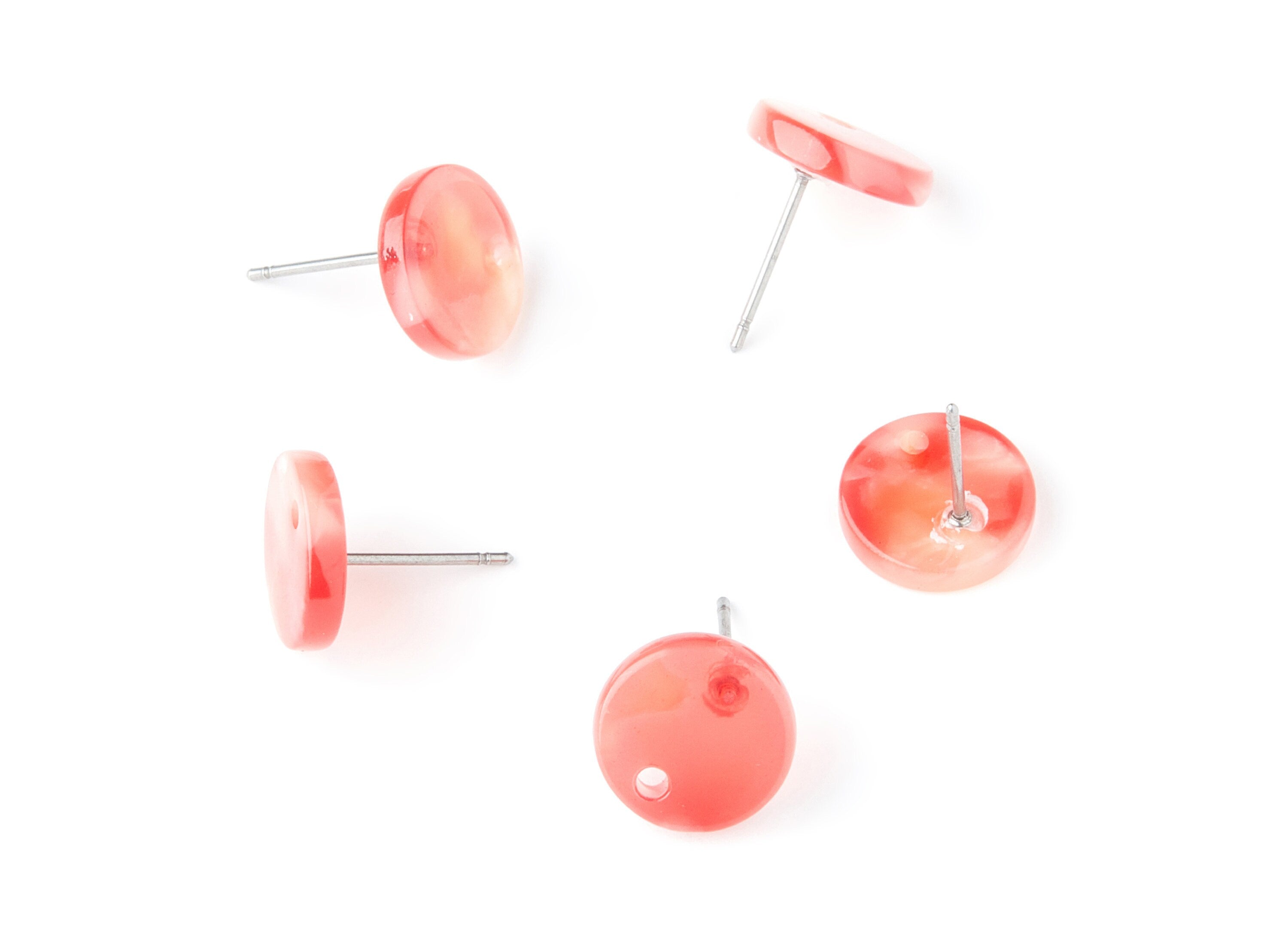Acetate Round Earring Stud - Round Earring Post and Stud - Earring Findings - Color Code: A34 - 11.6x11.6x2.95mm - AC1139Y - DOMEDBAZAAR