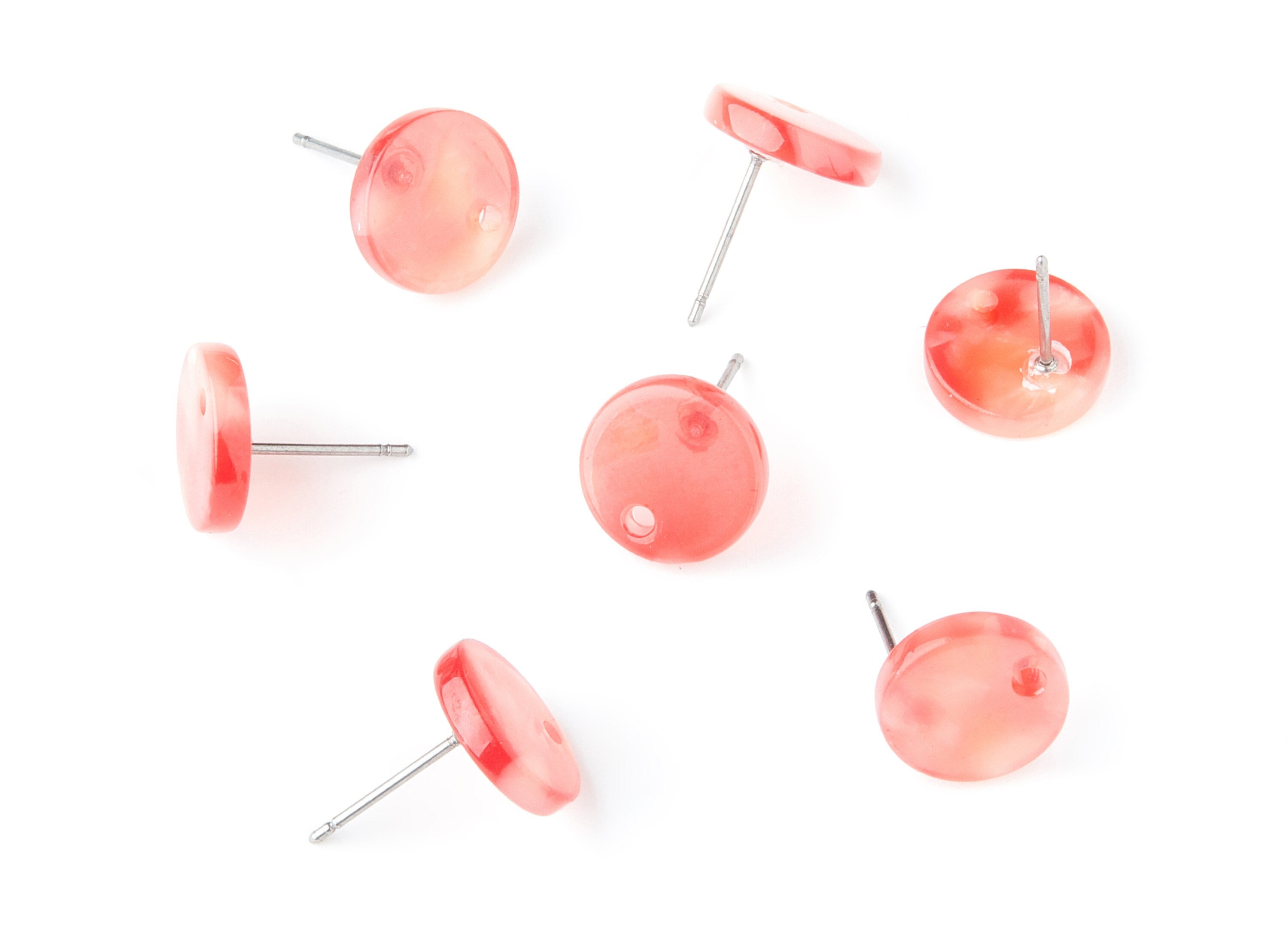 Acetate Round Earring Stud - Round Earring Post and Stud - Earring Findings - Color Code: A34 - 11.6x11.6x2.95mm - AC1139Y - DOMEDBAZAAR