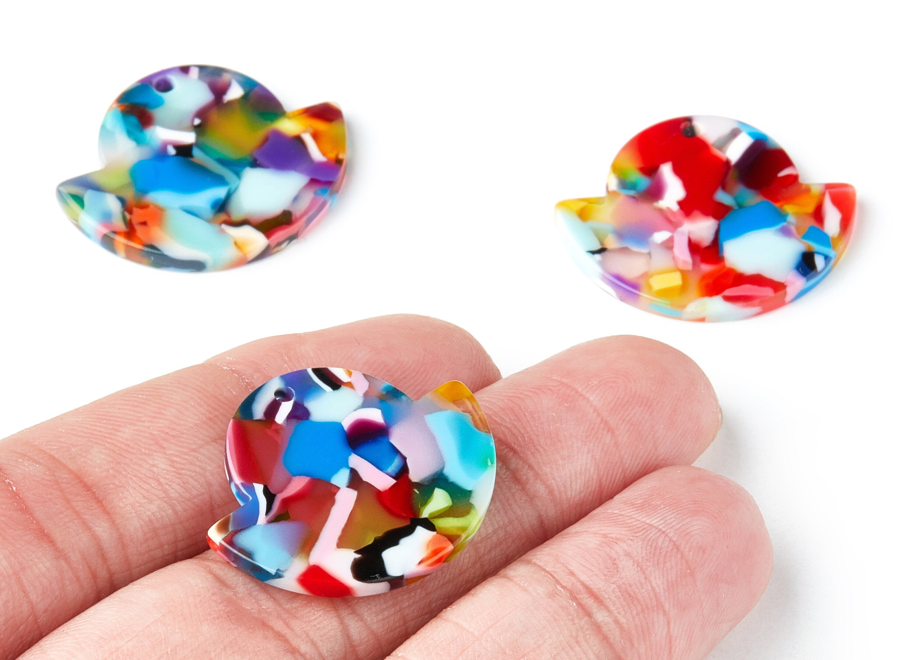Acetate Irregular Earring Charms - Irregular Pendant - Earring Findings - Jewelry Supplies - Color Code:A21 - 28.8x23.64x2.6mm - AC1338E - DOMEDBAZAAR