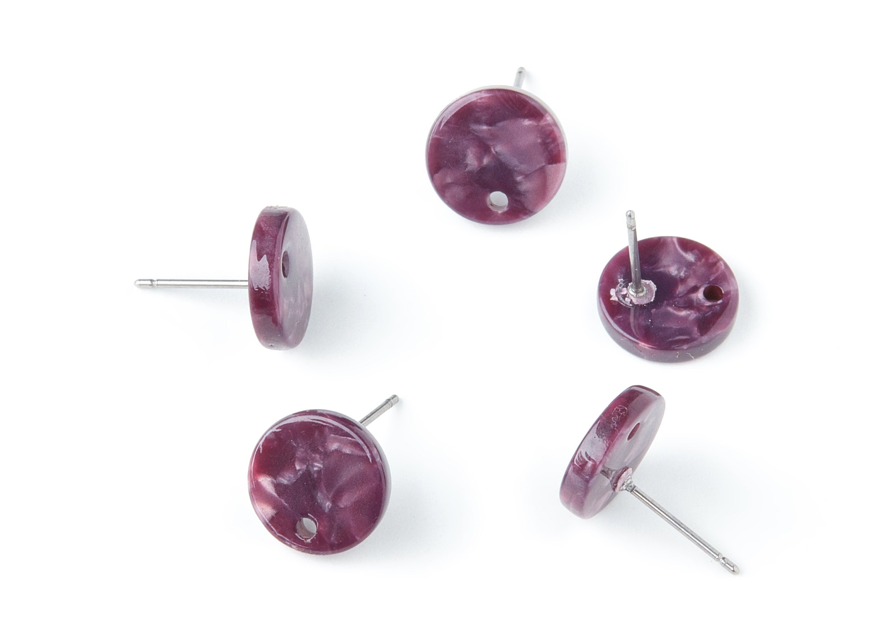 A cetate Round Earring Stud- Round Earring Post and Stud - Earring Findings - Color Code: A41 - 11.6x11.6x2.95mm - AC1139T - DOMEDBAZAAR