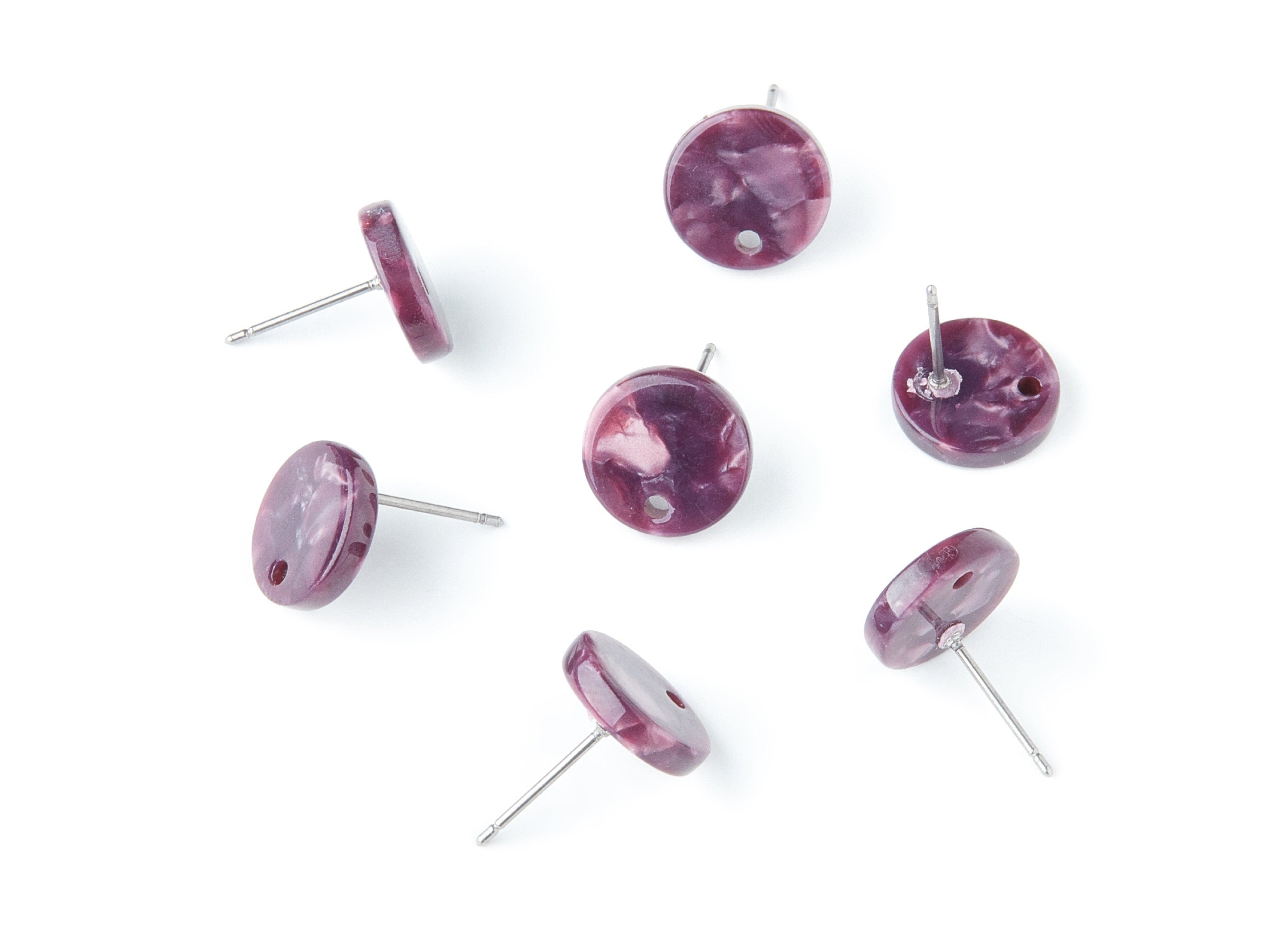 A cetate Round Earring Stud- Round Earring Post and Stud - Earring Findings - Color Code: A41 - 11.6x11.6x2.95mm - AC1139T - DOMEDBAZAAR