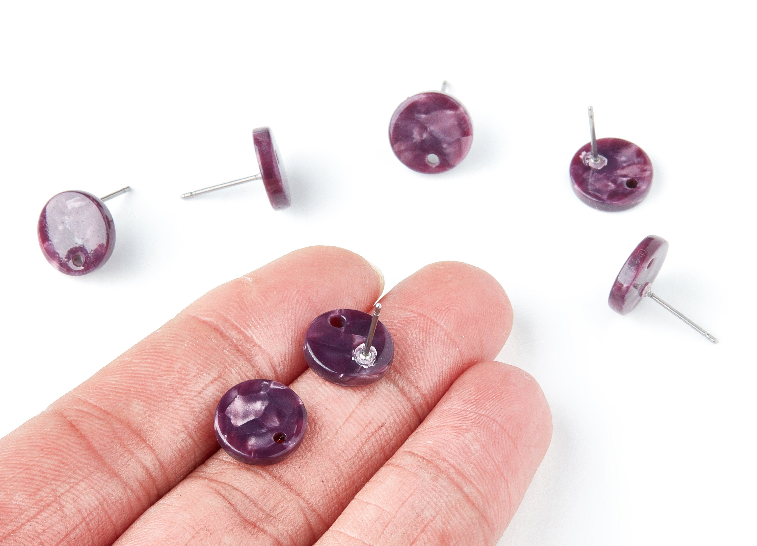 A cetate Round Earring Stud- Round Earring Post and Stud - Earring Findings - Color Code: A41 - 11.6x11.6x2.95mm - AC1139T - DOMEDBAZAAR