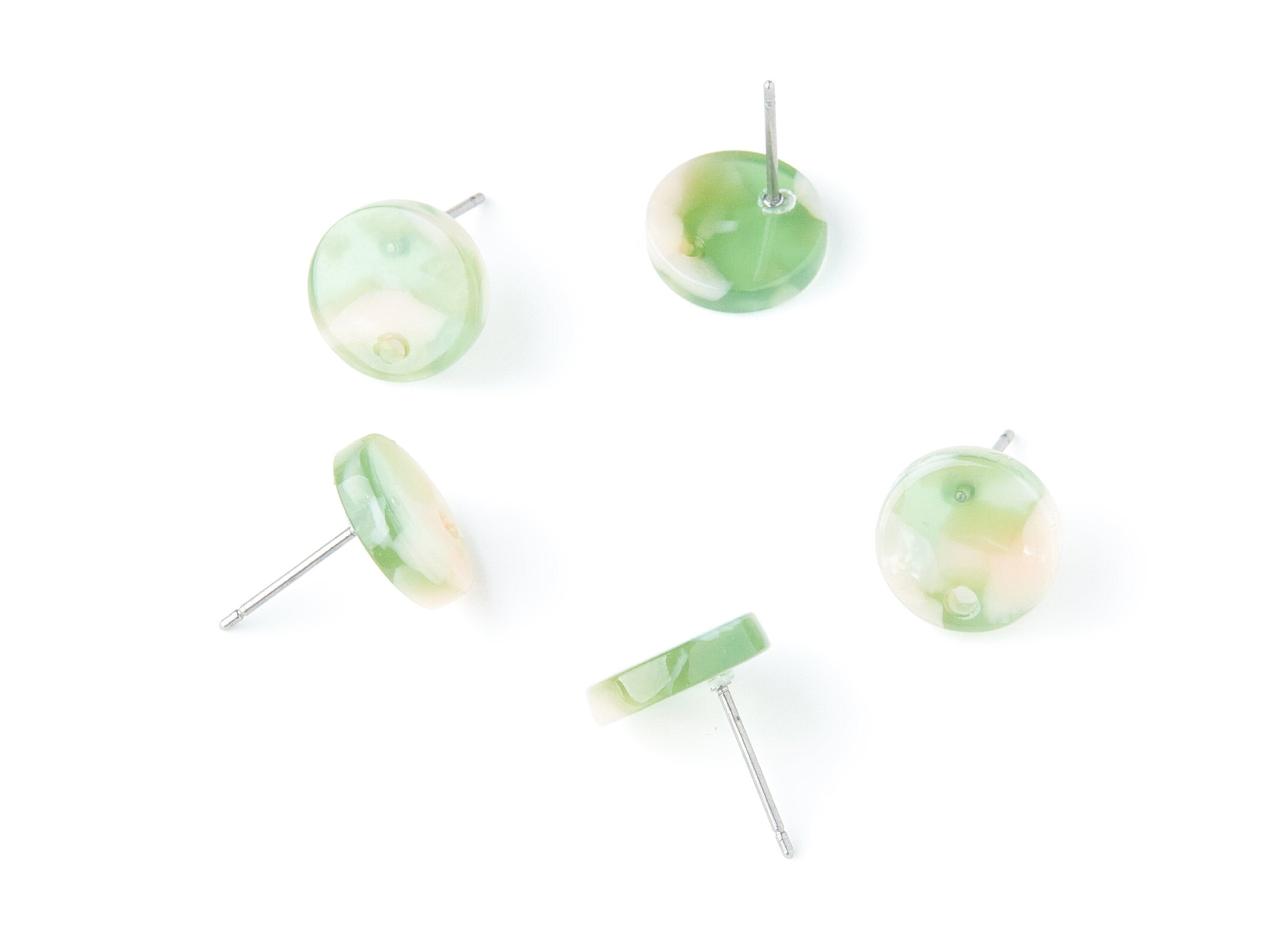 Acetate Round Earring Stud - Round Earring Post and Stud - Earring Findings - Color Code: A38 - 11.6x11.6x2.95mm - AC1139Z - DOMEDBAZAAR