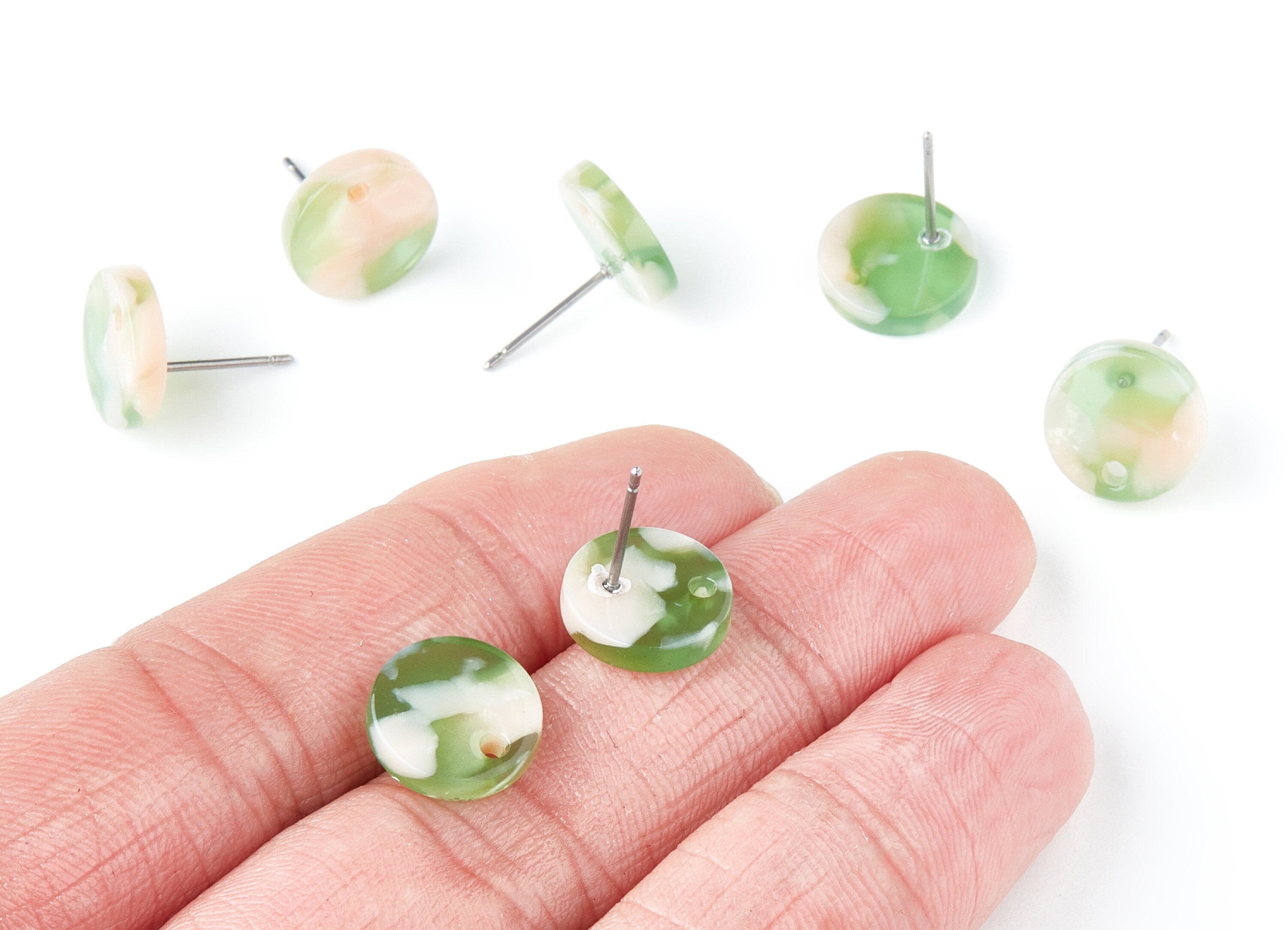Acetate Round Earring Stud - Round Earring Post and Stud - Earring Findings - Color Code: A38 - 11.6x11.6x2.95mm - AC1139Z - DOMEDBAZAAR