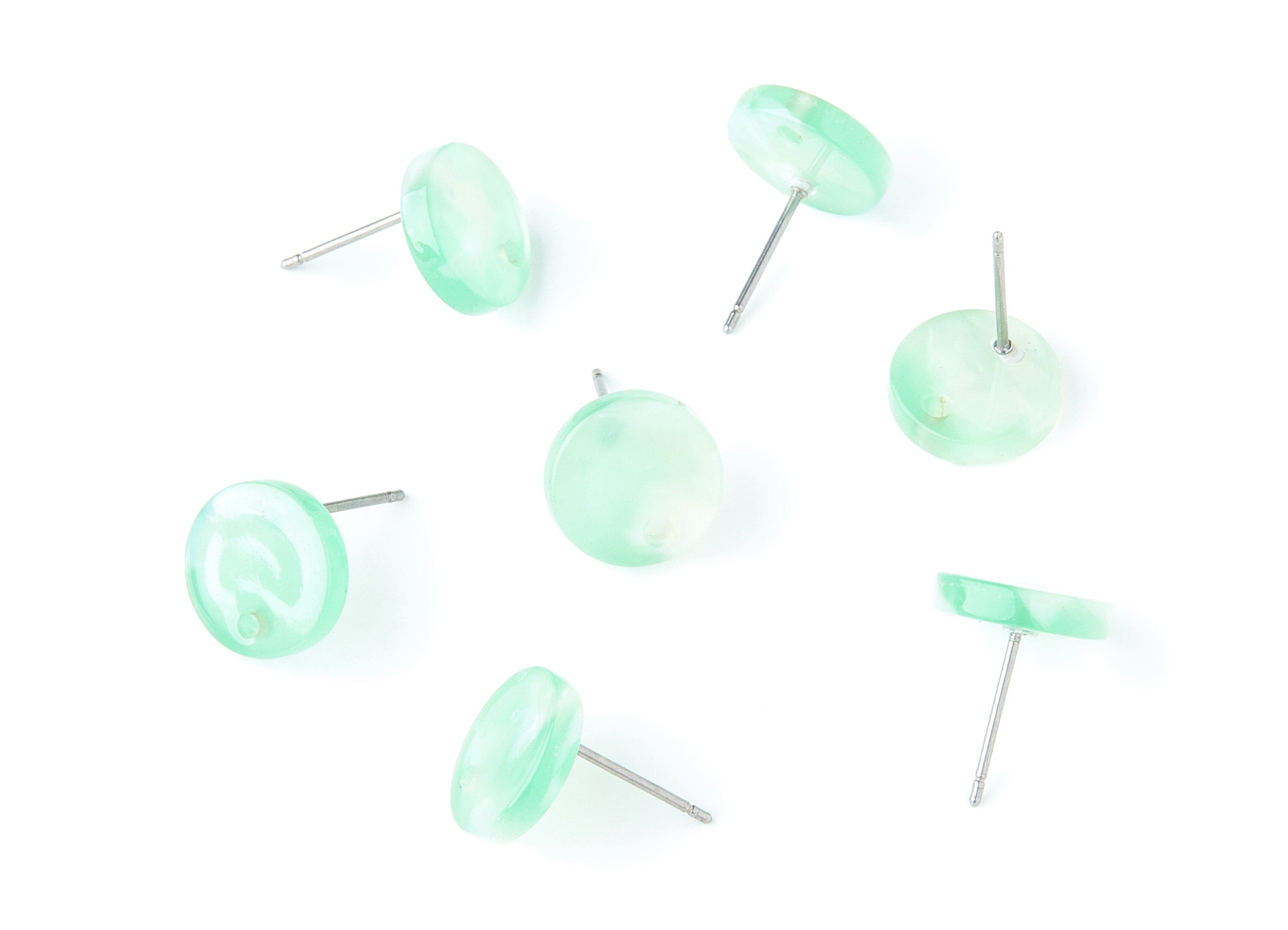 Acetate Round Earring Stud - Round Earring Post and Stud - Earring Findings - Color Code: A35 - 11.6x11.6x2.95mm - AC1139X - DOMEDBAZAAR
