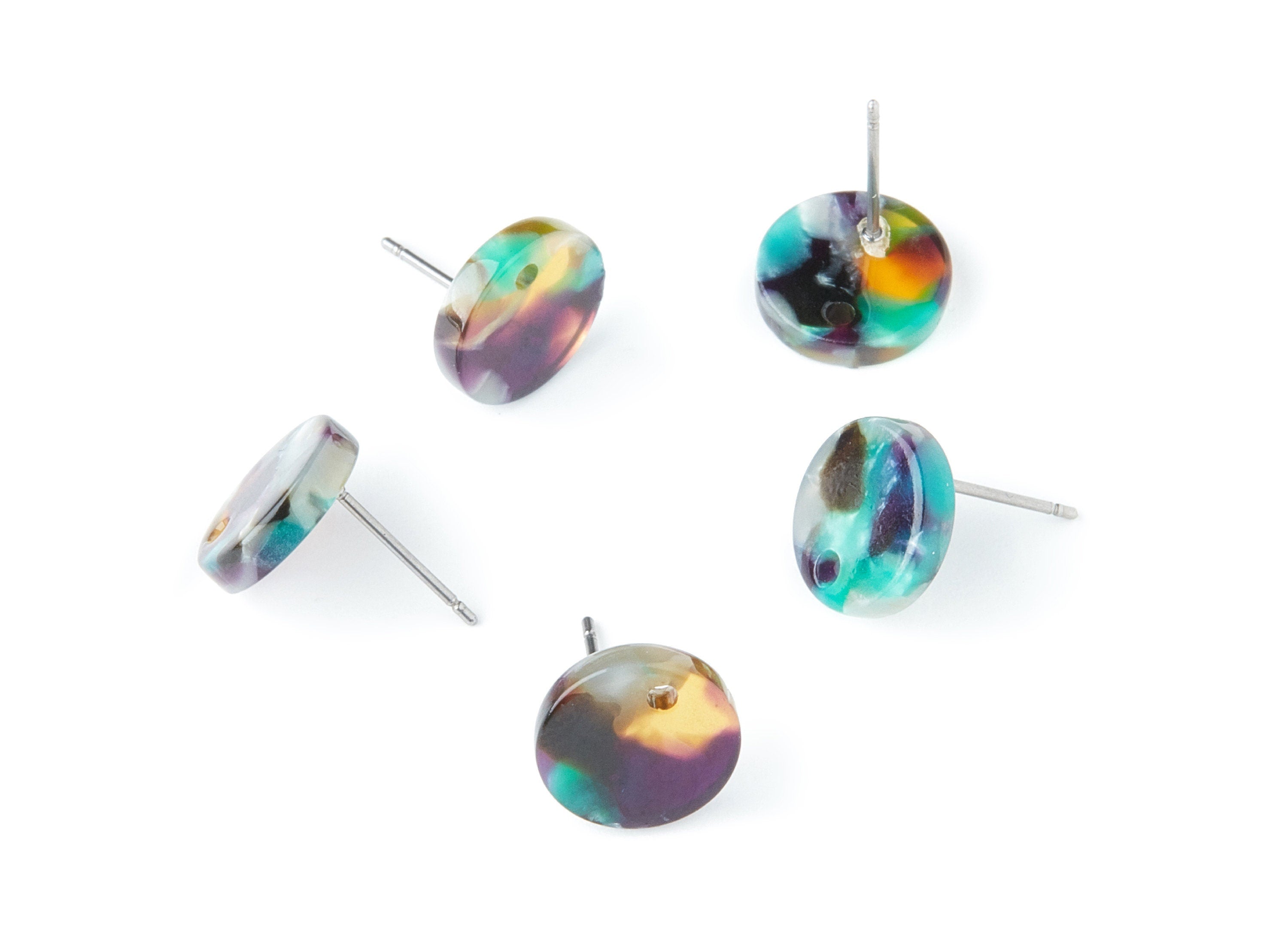 Acetate Round Earring Stud - Round Earring Post and Stud - Earring Findings - Color Code: A50 - 11.6x11.6x2.95mm - AC1139AD - DOMEDBAZAAR
