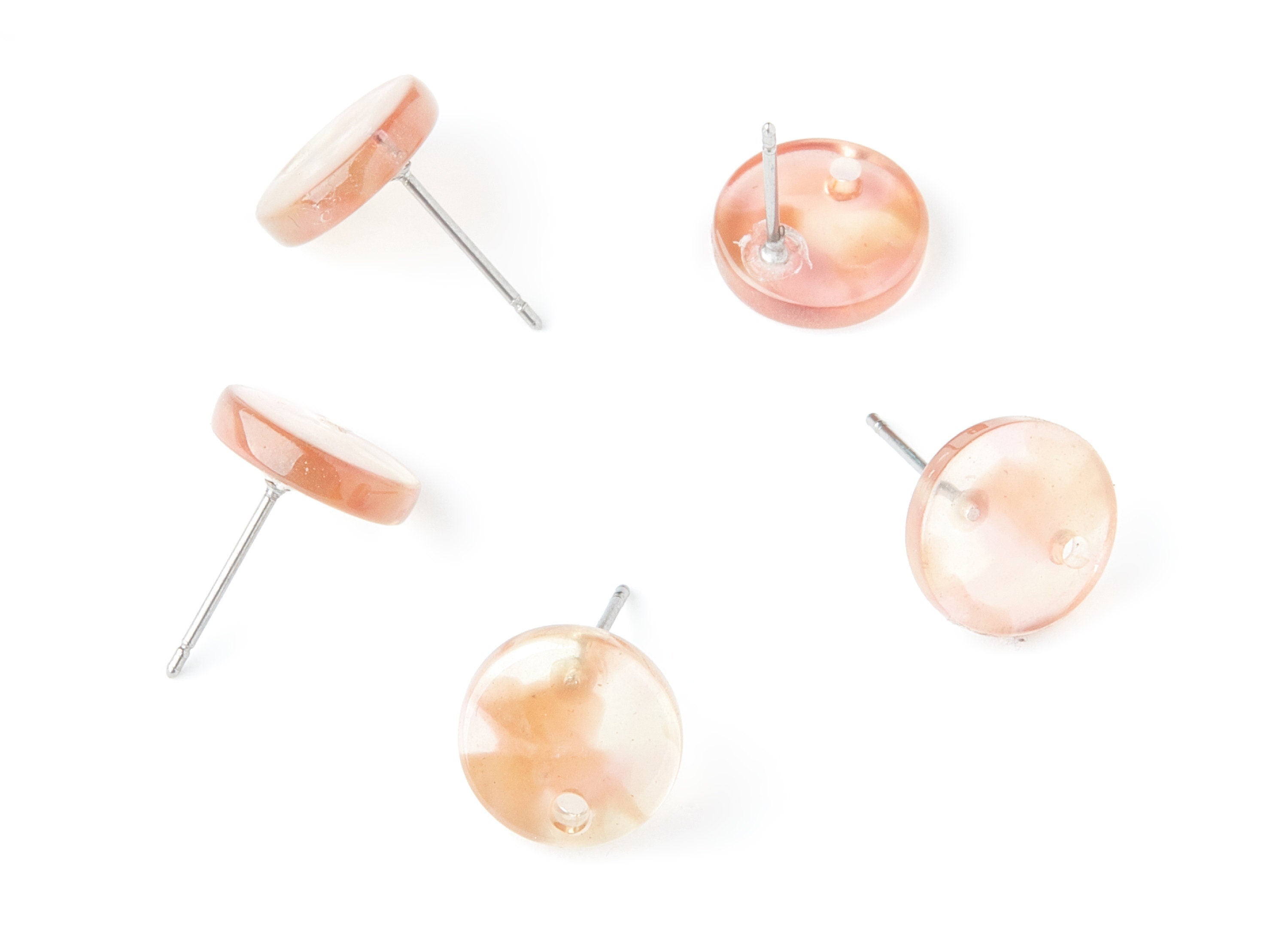 Acetate Round Earring Stud - Round Earring Post and Stud - Earring Findings - Color Code: A45 - 11.6x11.6x2.95mm - AC1139AB - DOMEDBAZAAR