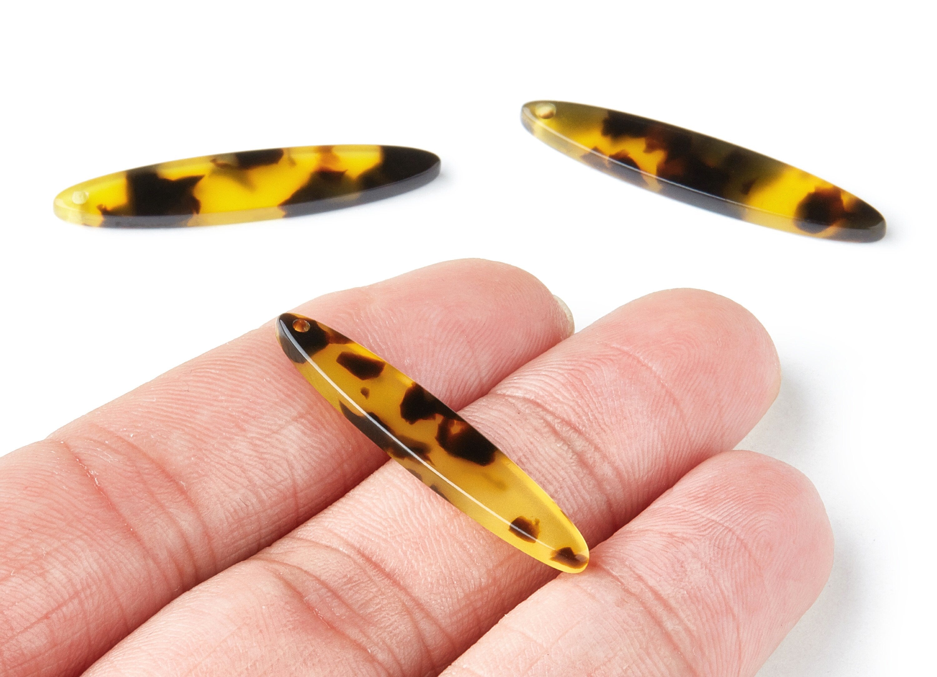Acetate Acrylic Earring Charm - Tortoise Shell Earrings - Bar Pendant - Jewelry Supplies - Color Code: A02 - 35.43x6.95x2.59mm - AC1399E - DOMEDBAZAAR