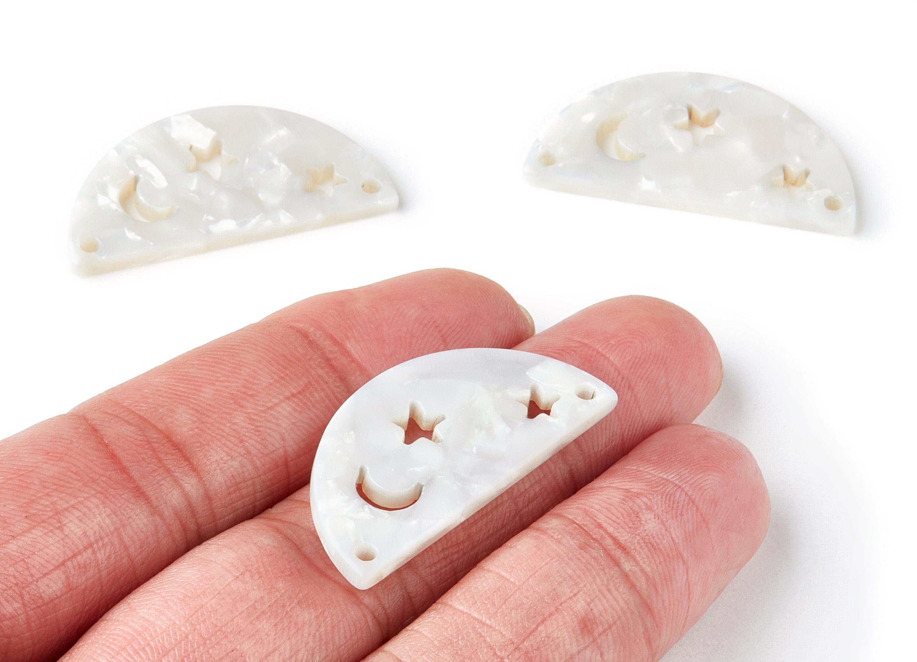 Acetate D Charms - Acrylic D Connector - 2 Holes - Earring Findings - Jewelry Supplies - Color Code:A12 - 34.72x17.28x2.48mm - AC1332B - DOMEDBAZAAR