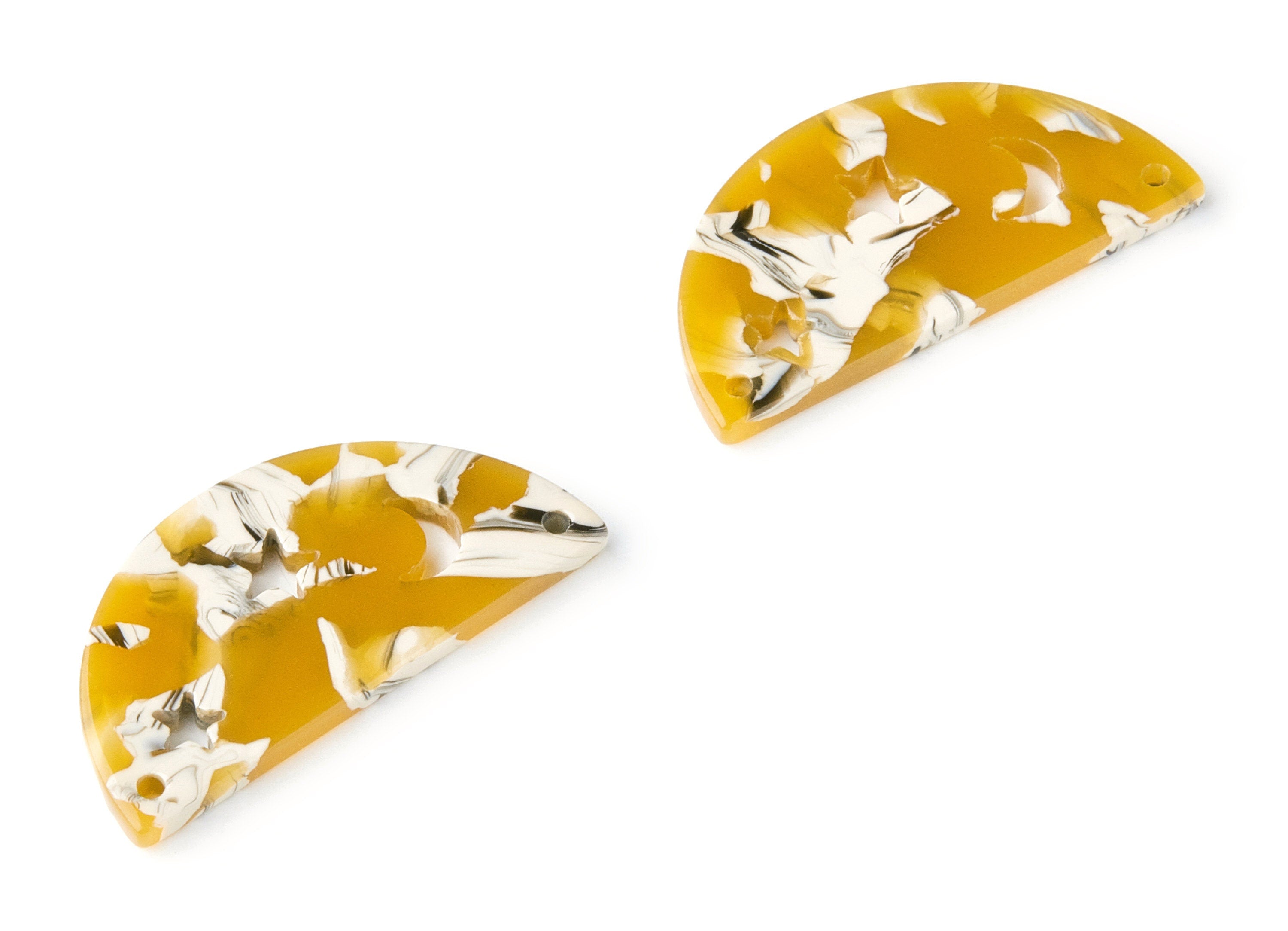 Acetate D Earring Charms - D Connectors - 2 Holes - Earring Findings - Jewelry Supplies - Color Code:A14 - 34.72x17.28x2.48mm - AC1332C - DOMEDBAZAAR