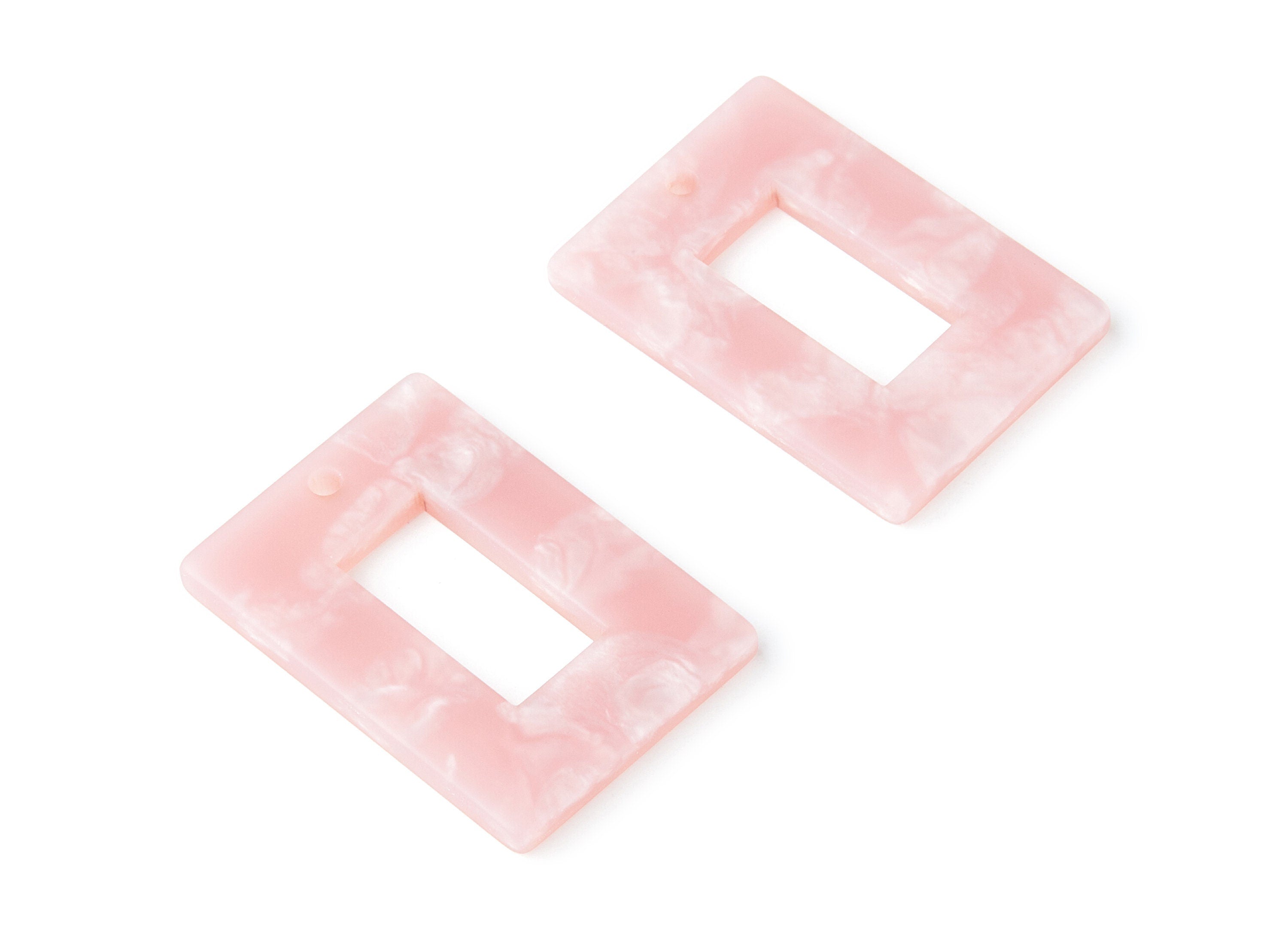 Acrylic Earring Charms - Matte Tortoise Shell Earrings - Rectangle Shaped Pendant - Color Code: A229 - 35x25.4x3.3mm - AC1271A - DOMEDBAZAAR