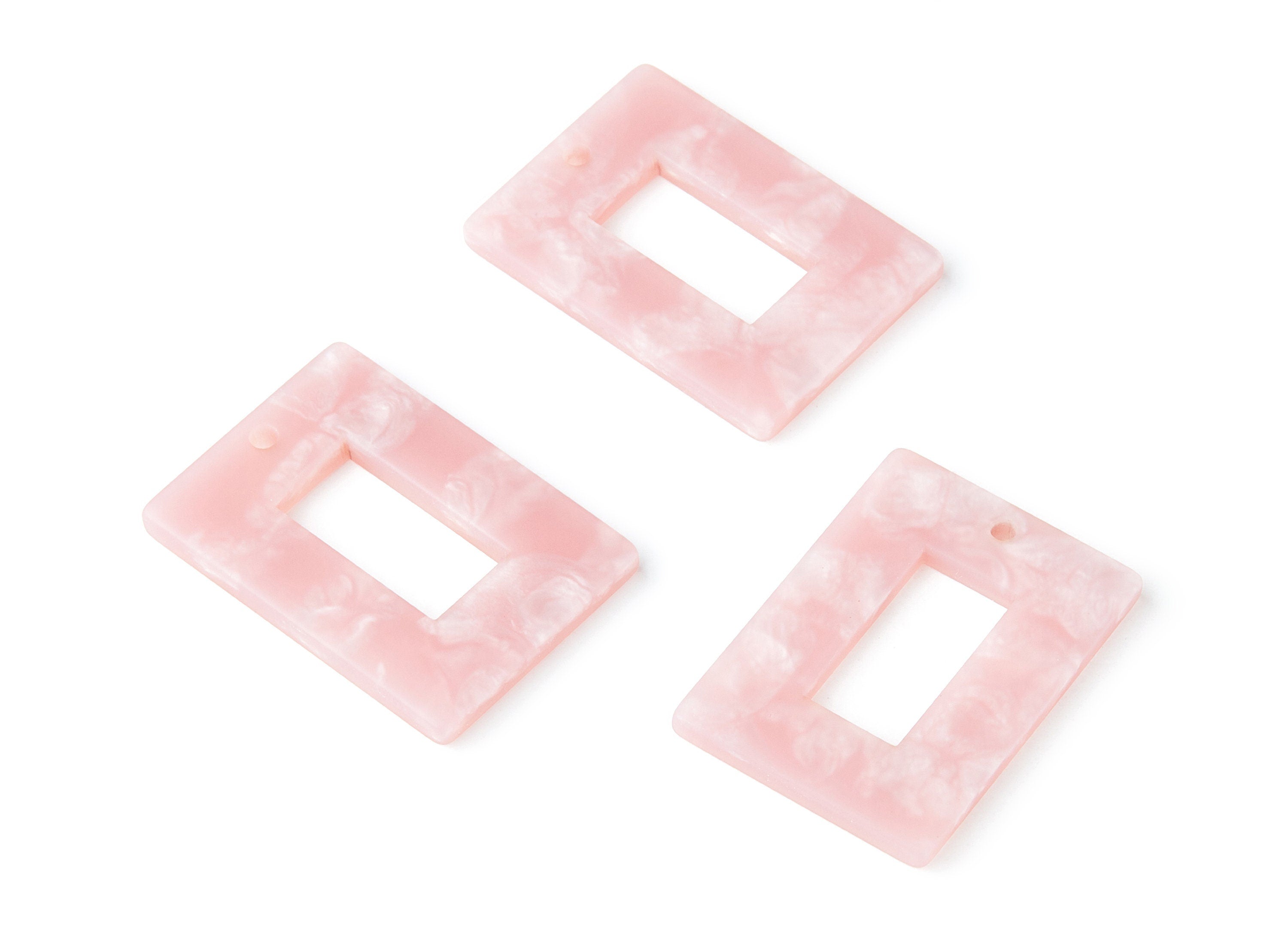 Acrylic Earring Charms - Matte Tortoise Shell Earrings - Rectangle Shaped Pendant - Color Code: A229 - 35x25.4x3.3mm - AC1271A - DOMEDBAZAAR