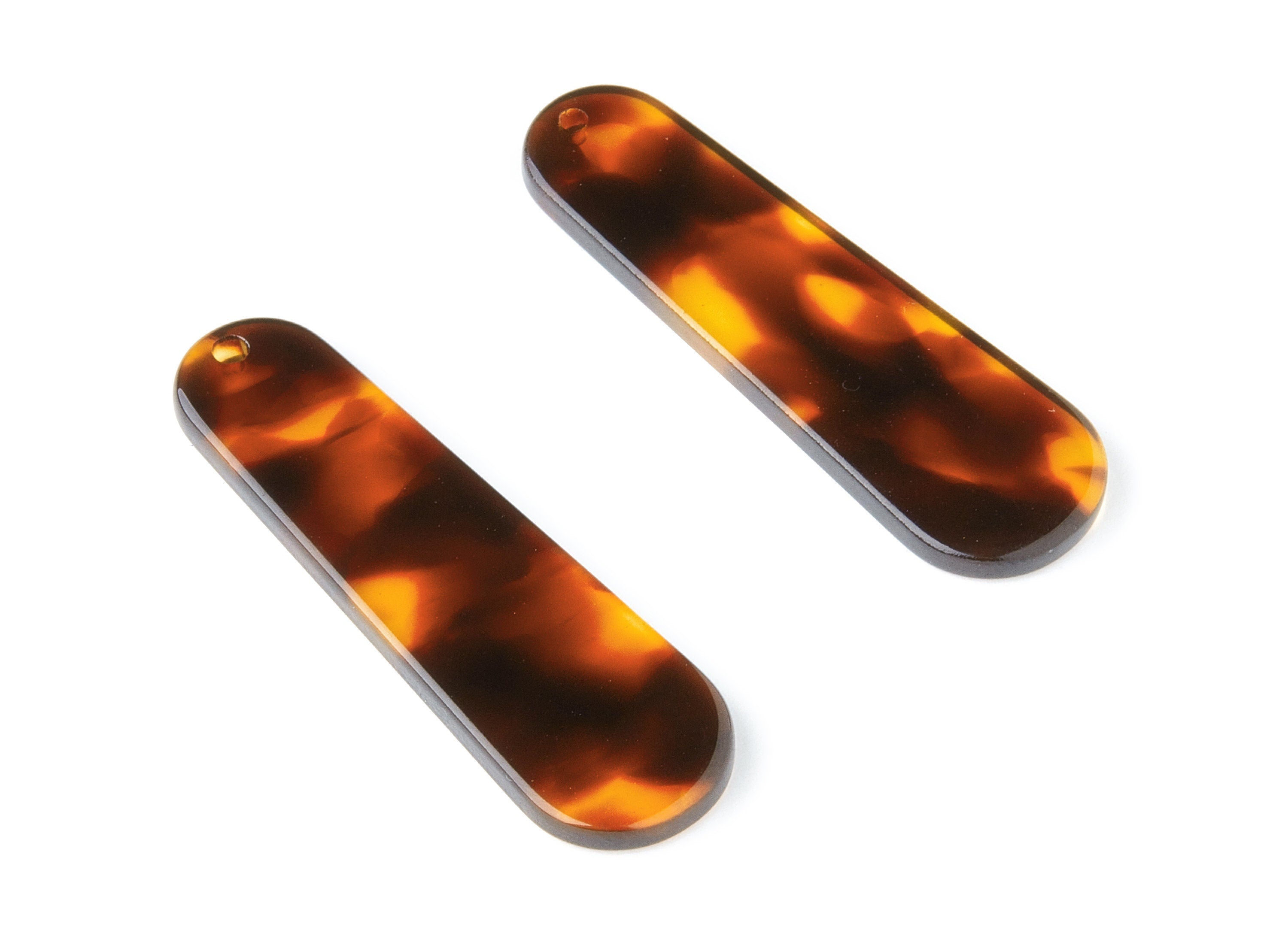 Acetate Acrylic Earring Charms - Tortoise Shell Earrings - Rod Shaped Pendant - Color Code: A05 - 44.73x13.74x2.78mm - AC1380C - DOMEDBAZAAR