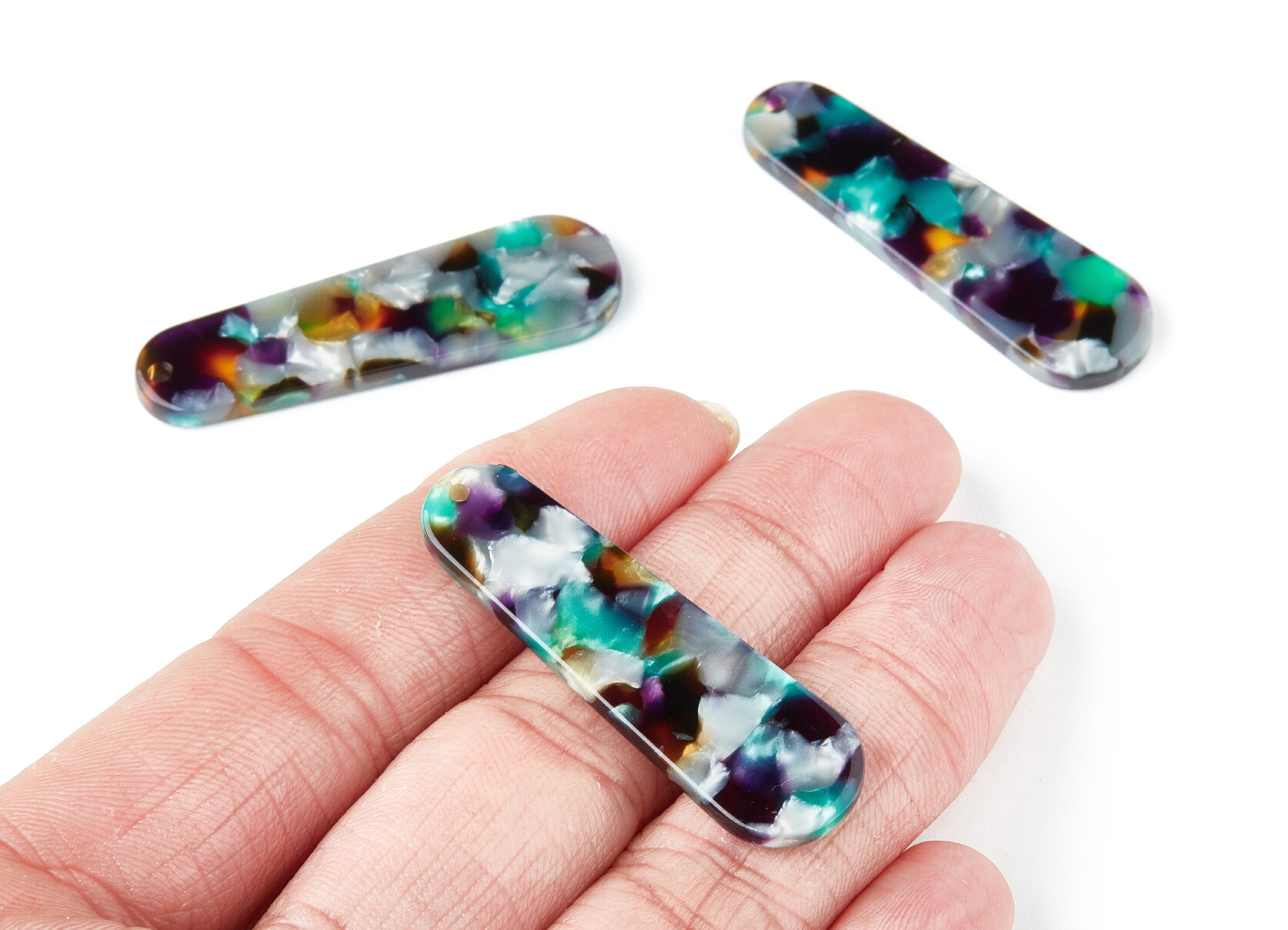 Acetate Rod Earring Charms - Acrylic Rod Pendant - Earring Findings - Jewelry Supplies - Color Code: A50 - 44.73x13.74x2.78mm - AC1380L - DOMEDBAZAAR