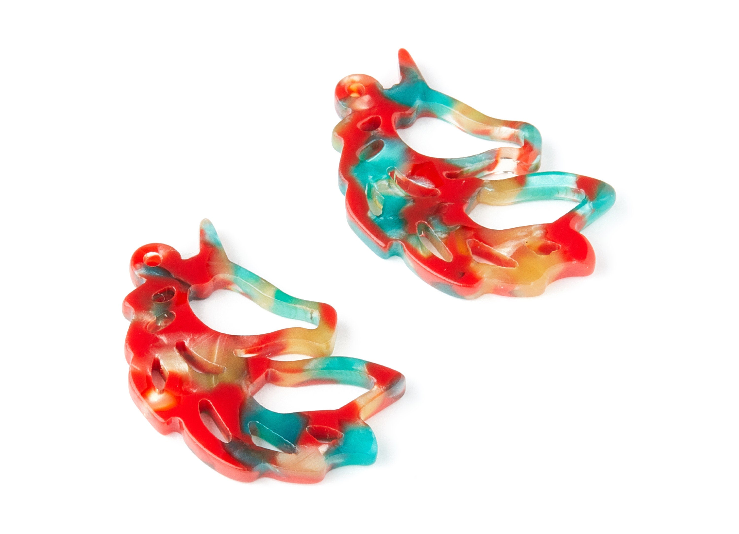 Acetate Acrylic Earring Charm - Tortoise Shell Earrings - Unicorn Shaped Pendant - 1 Hole - Color Code:A46 - 33.14x21.6x3mm - AC1368F - DOMEDBAZAAR