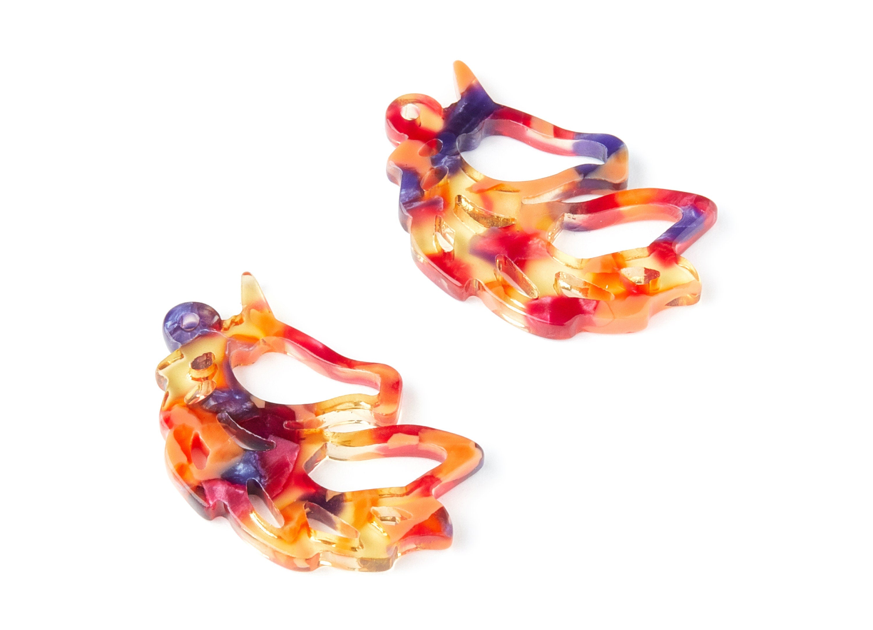 Acetate Unicorn Earring Charms - Acrylic Unicorn Pendant - Earring Findings - Jewelry Supplies - Color Code:A44 - 33.14x21.6x3mm - AC1368U - DOMEDBAZAAR