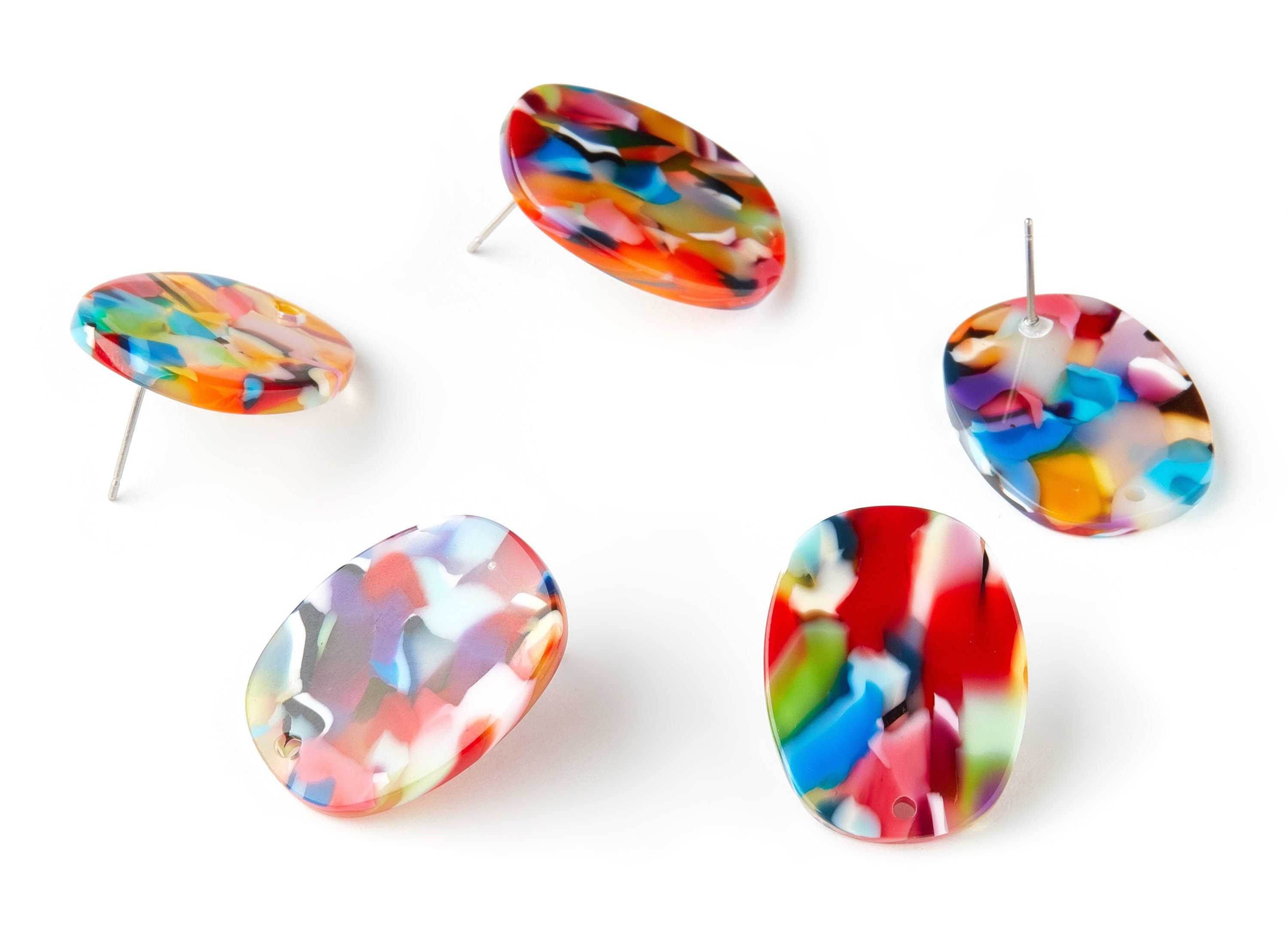 Acetate Oval Earring Stud - Oval Earring Post and Stud - Earring Findings - Jewelry Supplies - Color Code: A21 - 26x19x2.6mm - AC1002-A21 - DOMEDBAZAAR