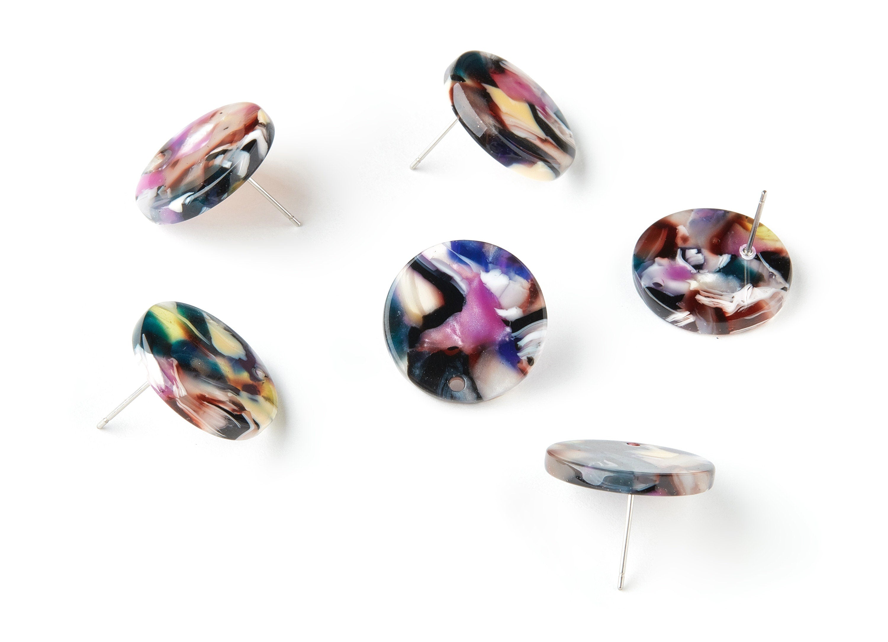 Acetate Round Earring Stud - Round Earring Post - Earring Findings - Jewelry Supplies - Color Code: A11 - 19.86x19.86x2.5mm - AC1589-A11 - DOMEDBAZAAR