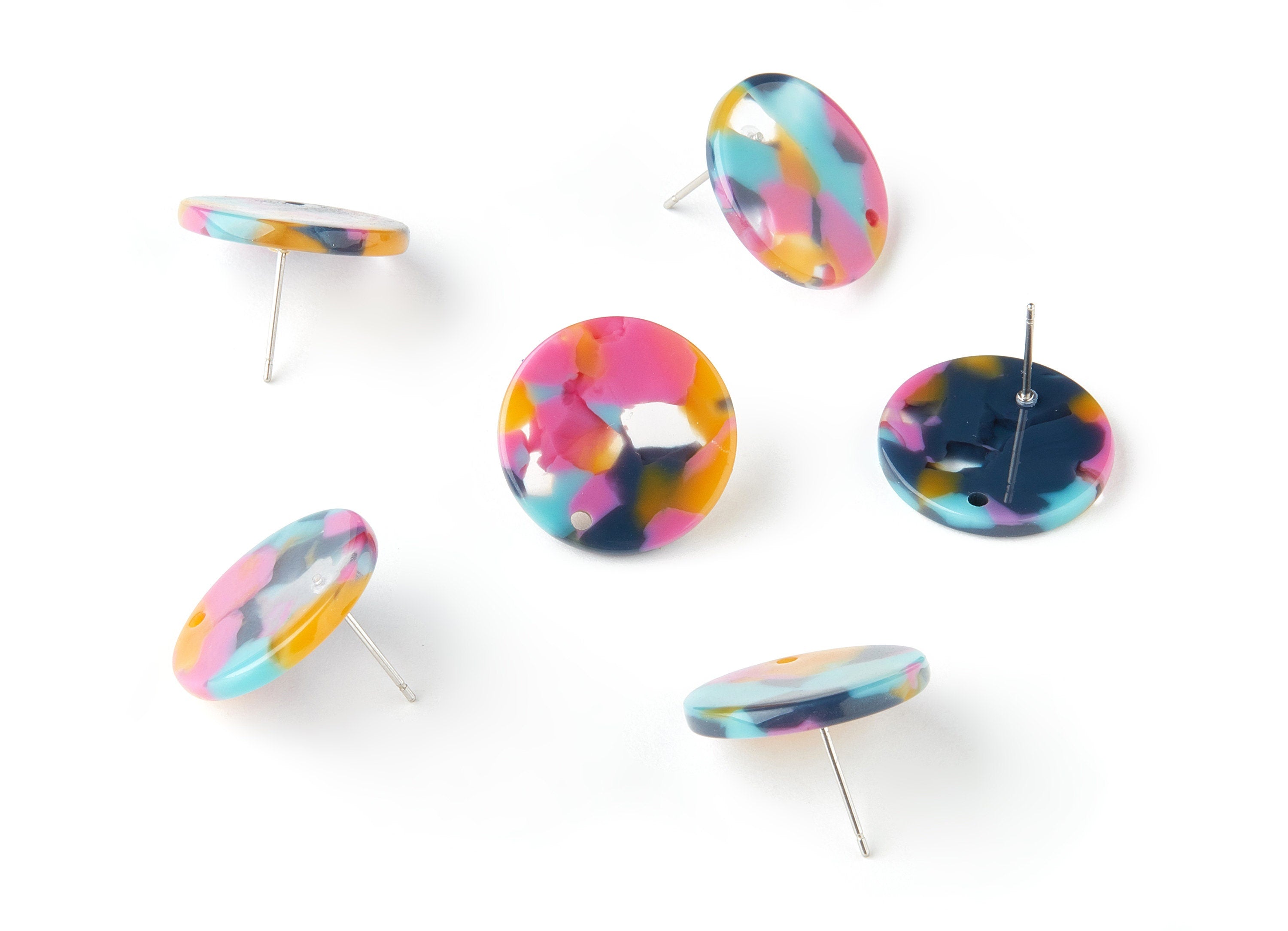 Acetate Round Earring Stud - Round Earring post - Earring post - Jewelry Supplies - Color Code: A258 - 19.86x19.86x2.5mm - AC1589-A258 - DOMEDBAZAAR