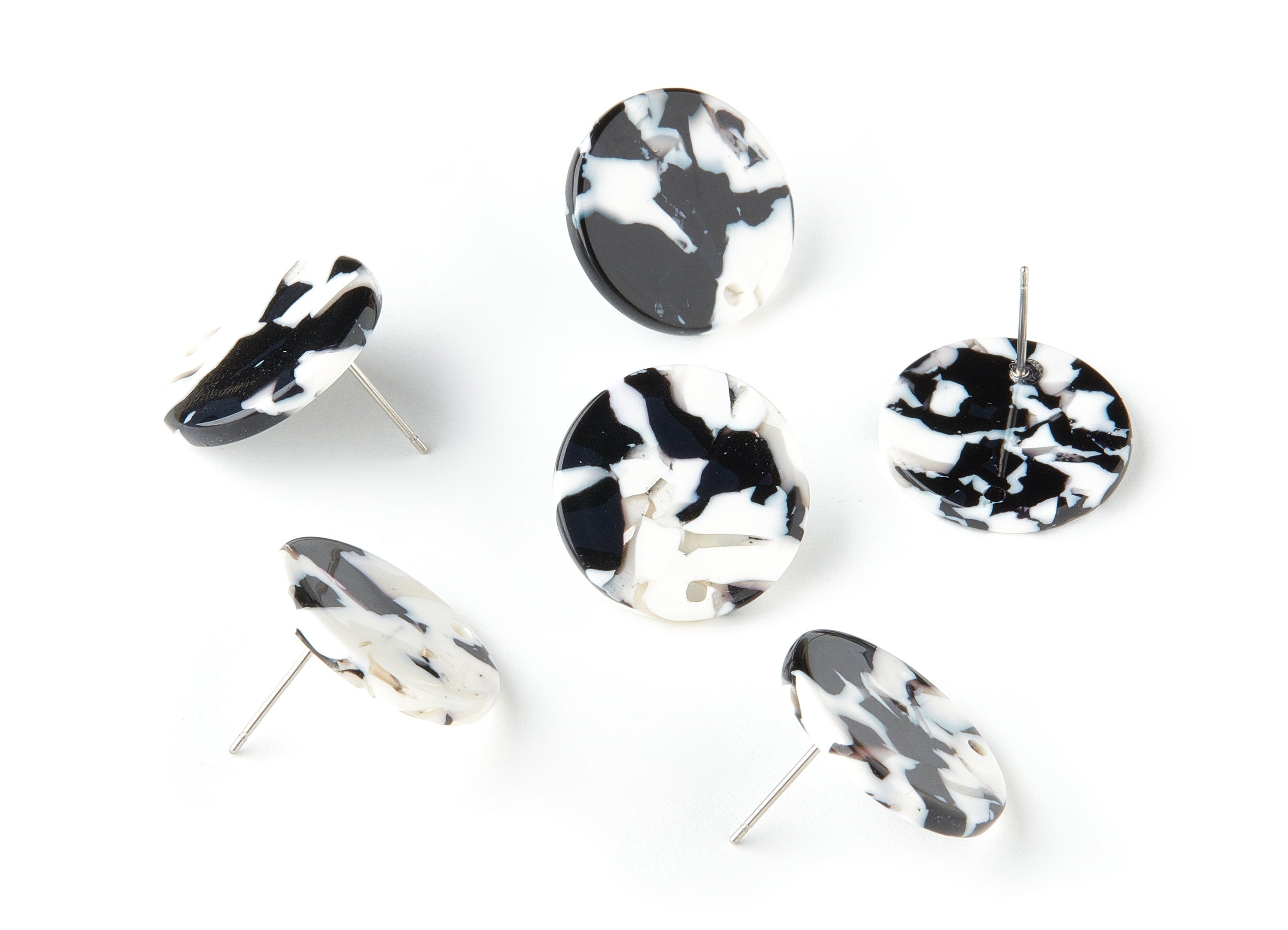 Acetate Acrylic Earring Stud - Post Charms - Tortoise Shell Earrings - Round Shaped - Color Code: A261 - 19.86x19.86x2.5mm - AC1589-A261 - DOMEDBAZAAR
