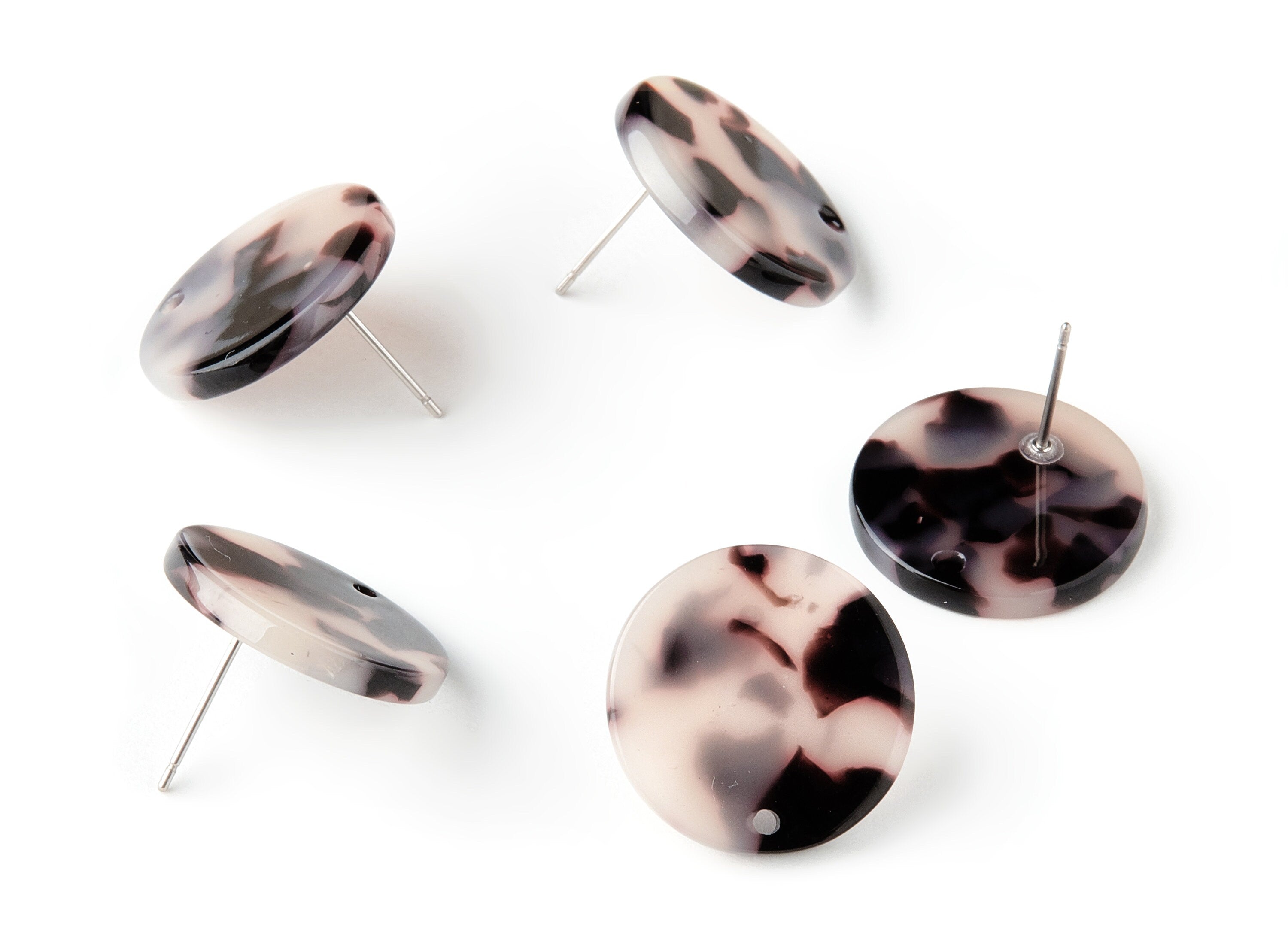 Acetate Acrylic Earring Stud - Post Charms - Blonde Tortoise Shell Earring - Round Shaped - Color Code: A07 - 19.86x19.86x2.5mm - AC1589-A07 - DOMEDBAZAAR