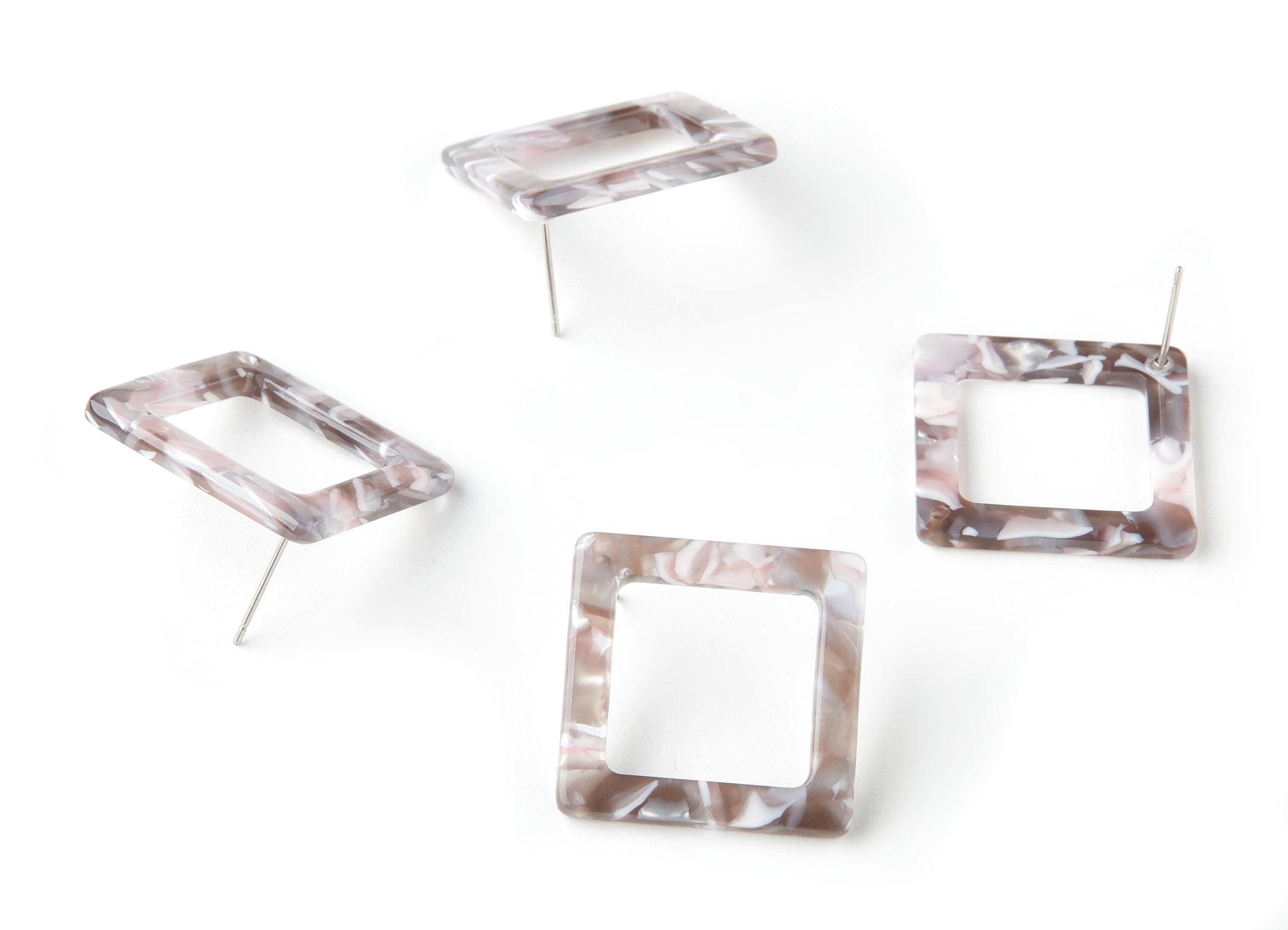 Acetate Square Earring Stud - Square Earring Post - Earring Post - Jewelry Supplies - Color Code: A157 - 25x25x2.57mm - AC1587-A157 - DOMEDBAZAAR