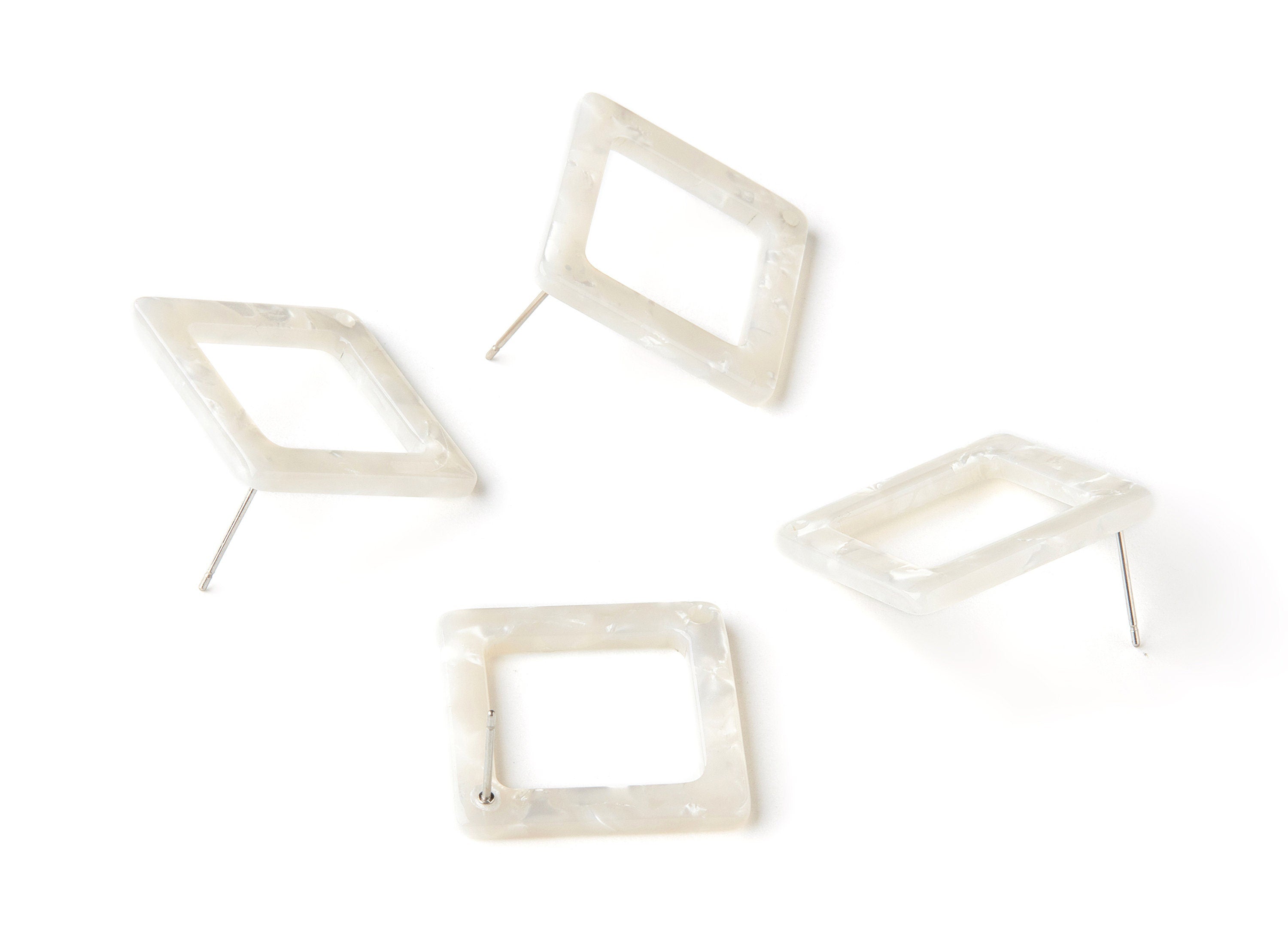 Acetate Square Earring Stud - Acetate Square Earring Post - Earring Post - Jewelry Supplies - Color Code: A12 - 25x25x2.57mm - AC1587-A12 - DOMEDBAZAAR
