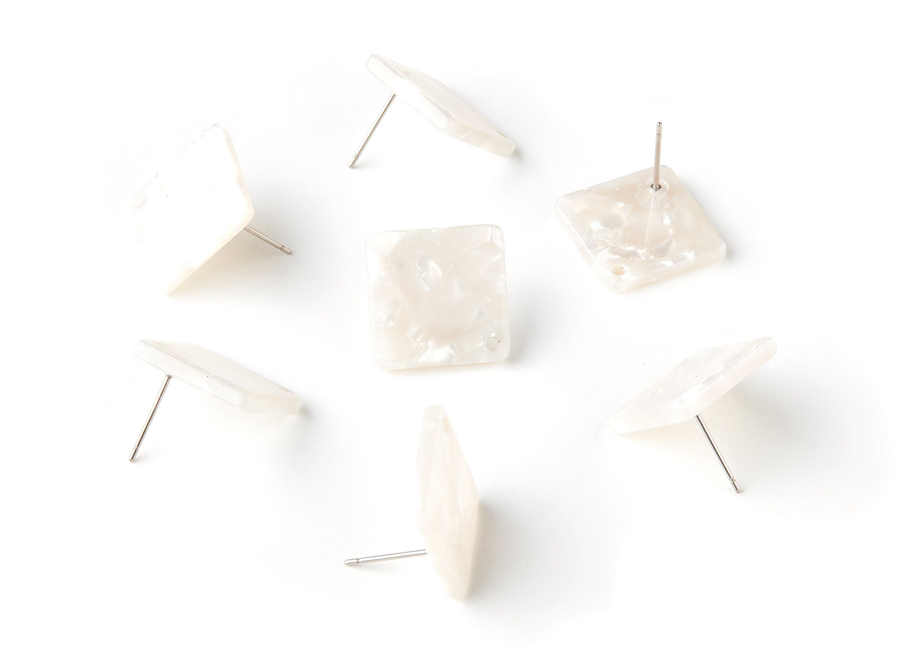 Acetate Acrylic Earring Stud - Post Charms - Tortoise Shell Earrings - Square Shaped - Color Code: A12- 17x17x2.5mm - AC1588-A12 - DOMEDBAZAAR
