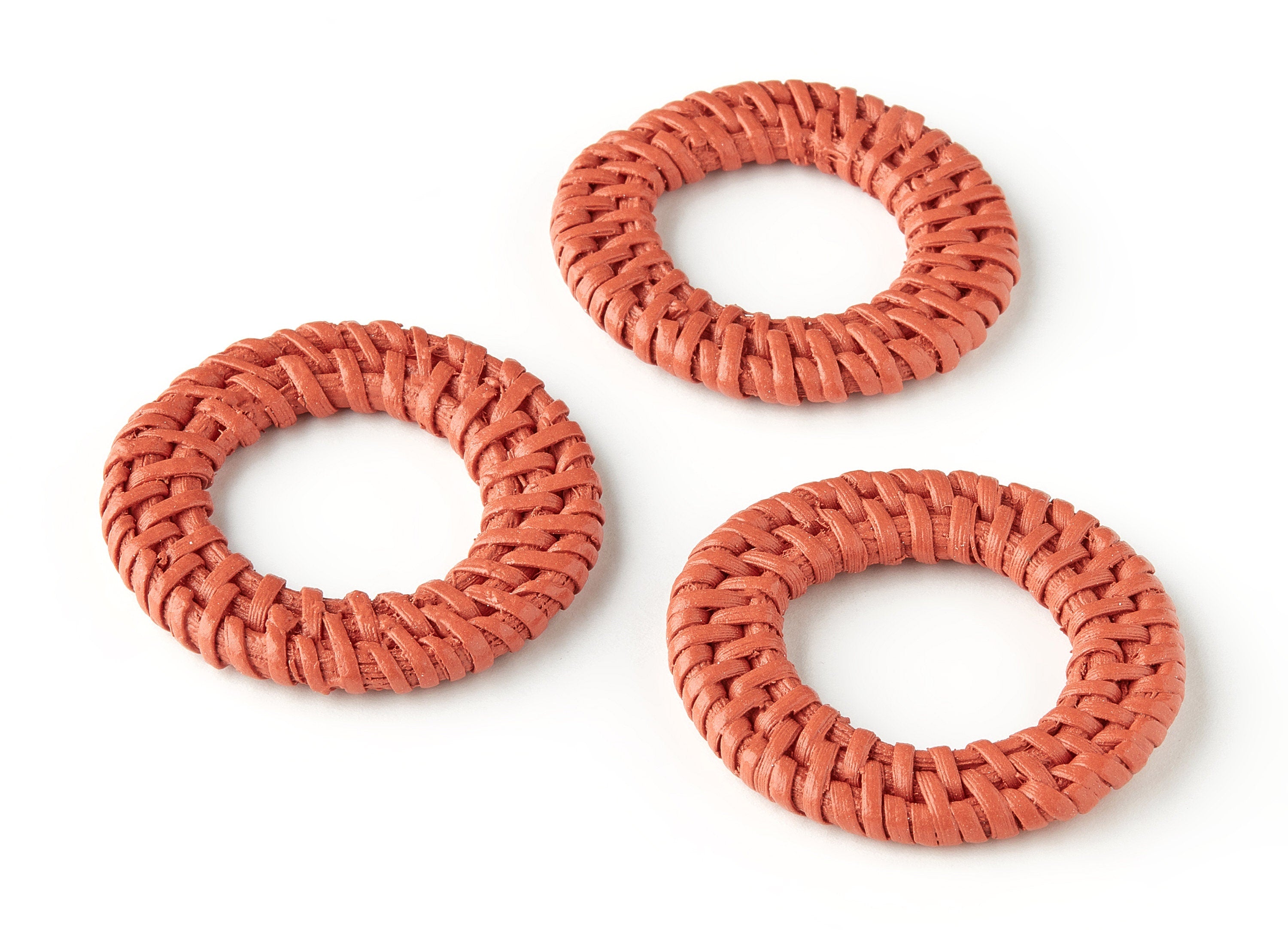 Handwoven Rattan Earring Charms - Circle Shaped Rattan Pendant - Wooden Straw Earrings - Jewelry Handmade - 41.49x41.49x4.09mm - RT1172 - DOMEDBAZAAR