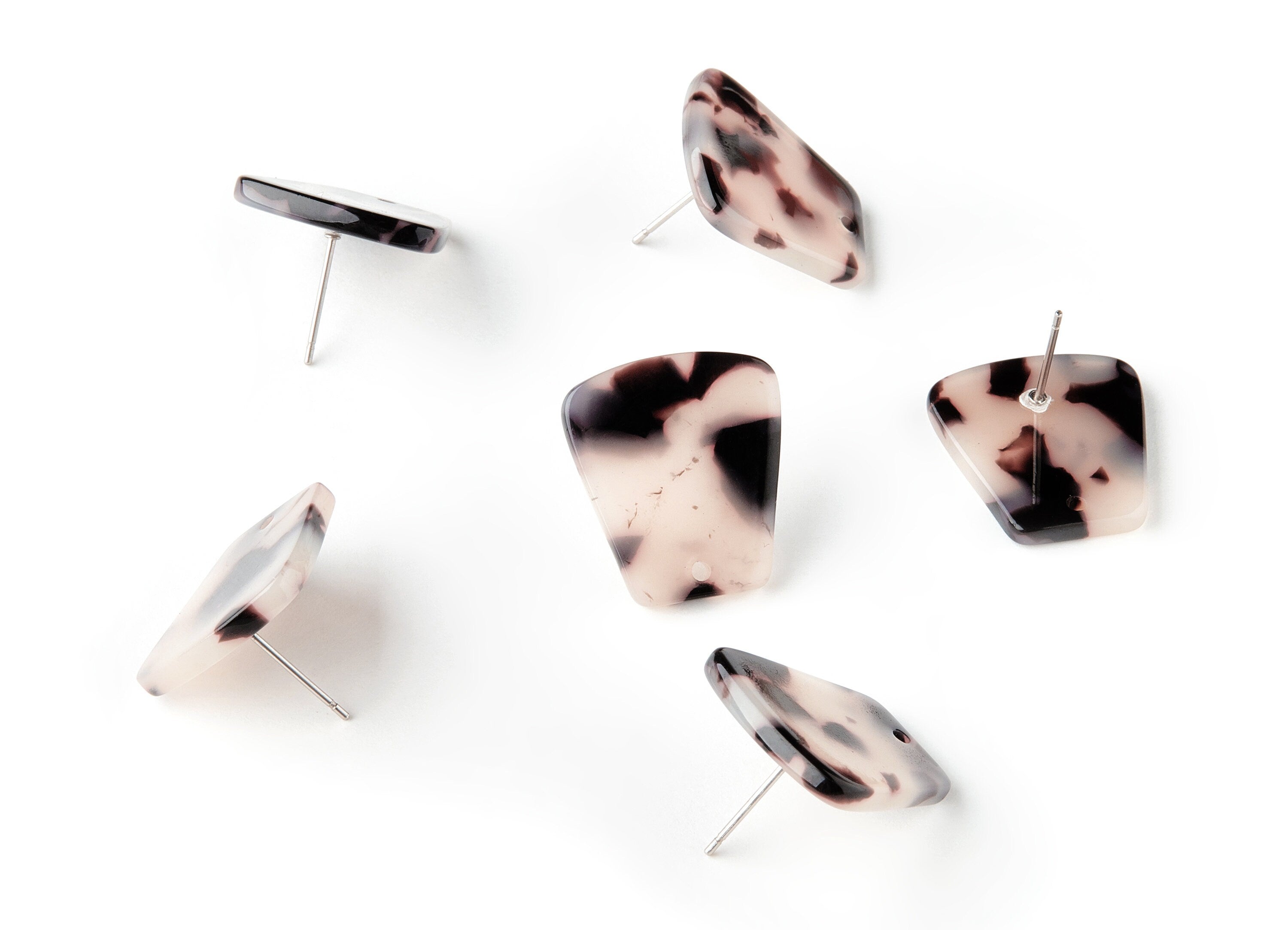 Acetate Acrylic Earring Stud - Post Charms - Blonde Tortoise Shell - Trapezoid Shaped - Color Code: A07 - 20.9x18.78x2.48mm - AC1591-A07 - DOMEDBAZAAR