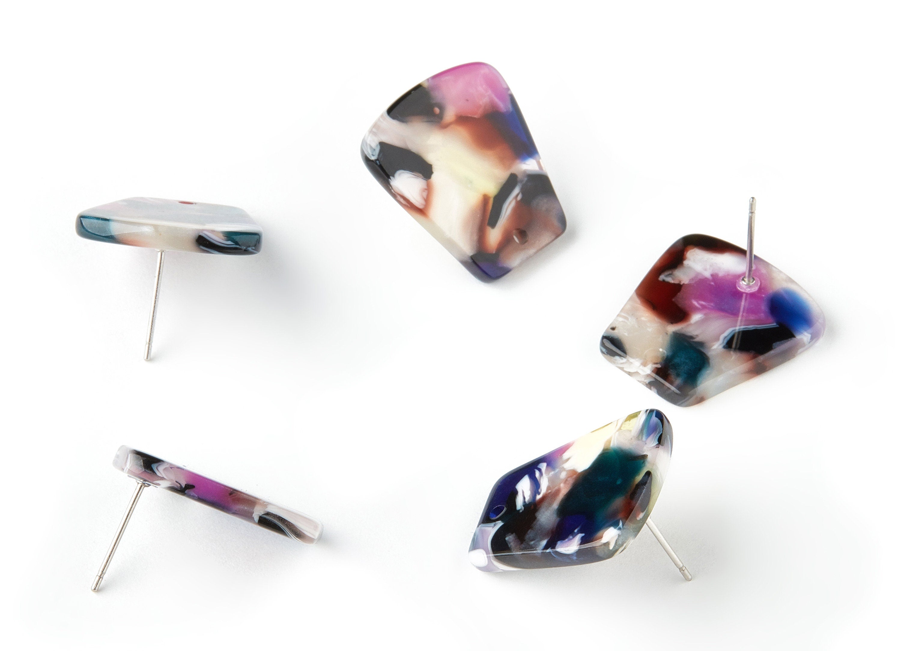 Acetate Trapezoid Earring Stud - Trapezoid Earring Post - Earring Post - Jewelry Supplies - Color Code: A11 - 20.9x18.78x2.48mm - AC1591-A11 - DOMEDBAZAAR